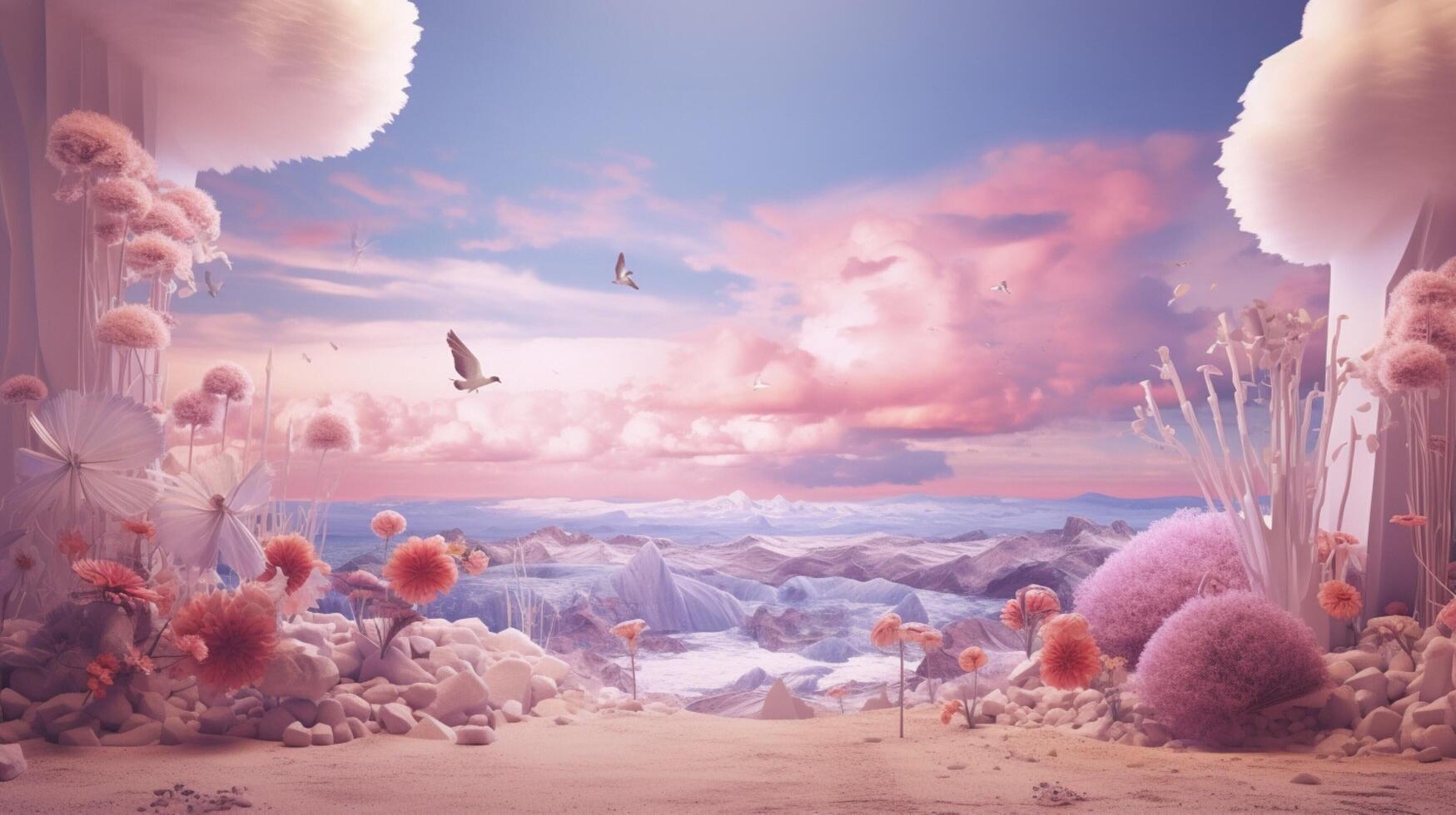 AI generated Pastel Collage of Surreal Elements Background photo