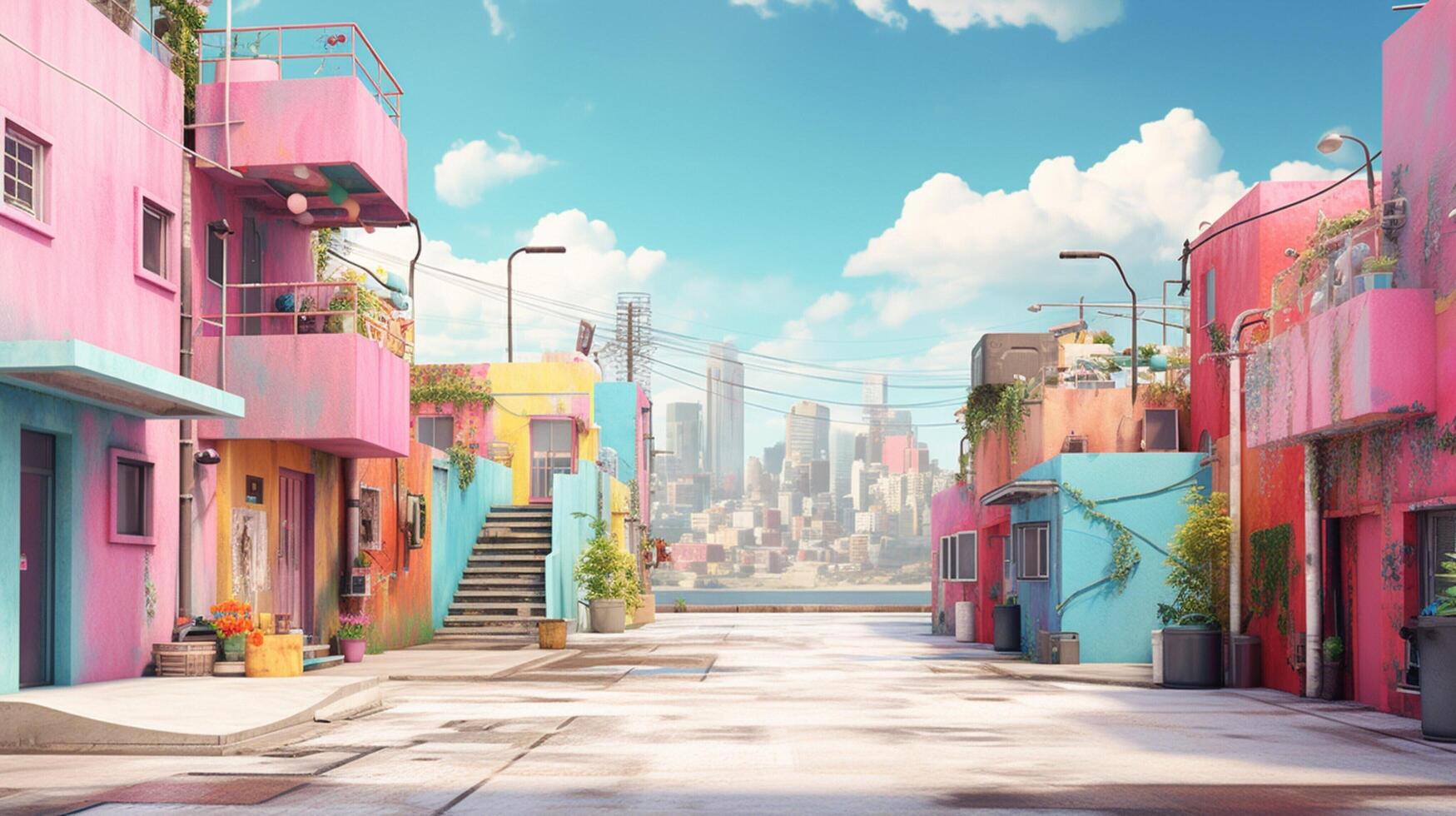 AI generated Pastel Urban Background photo