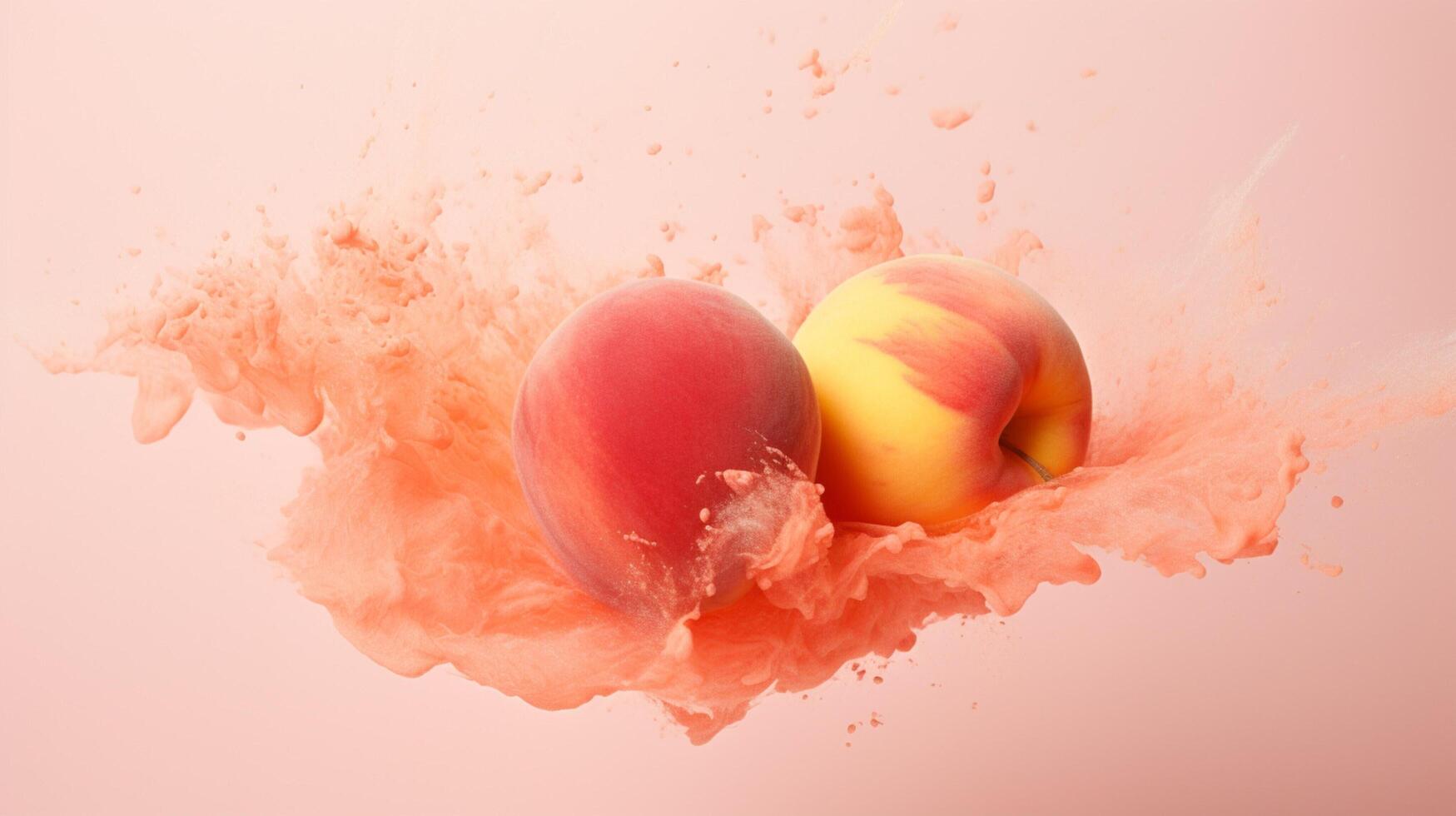 AI generated Peach color powder splash background photo