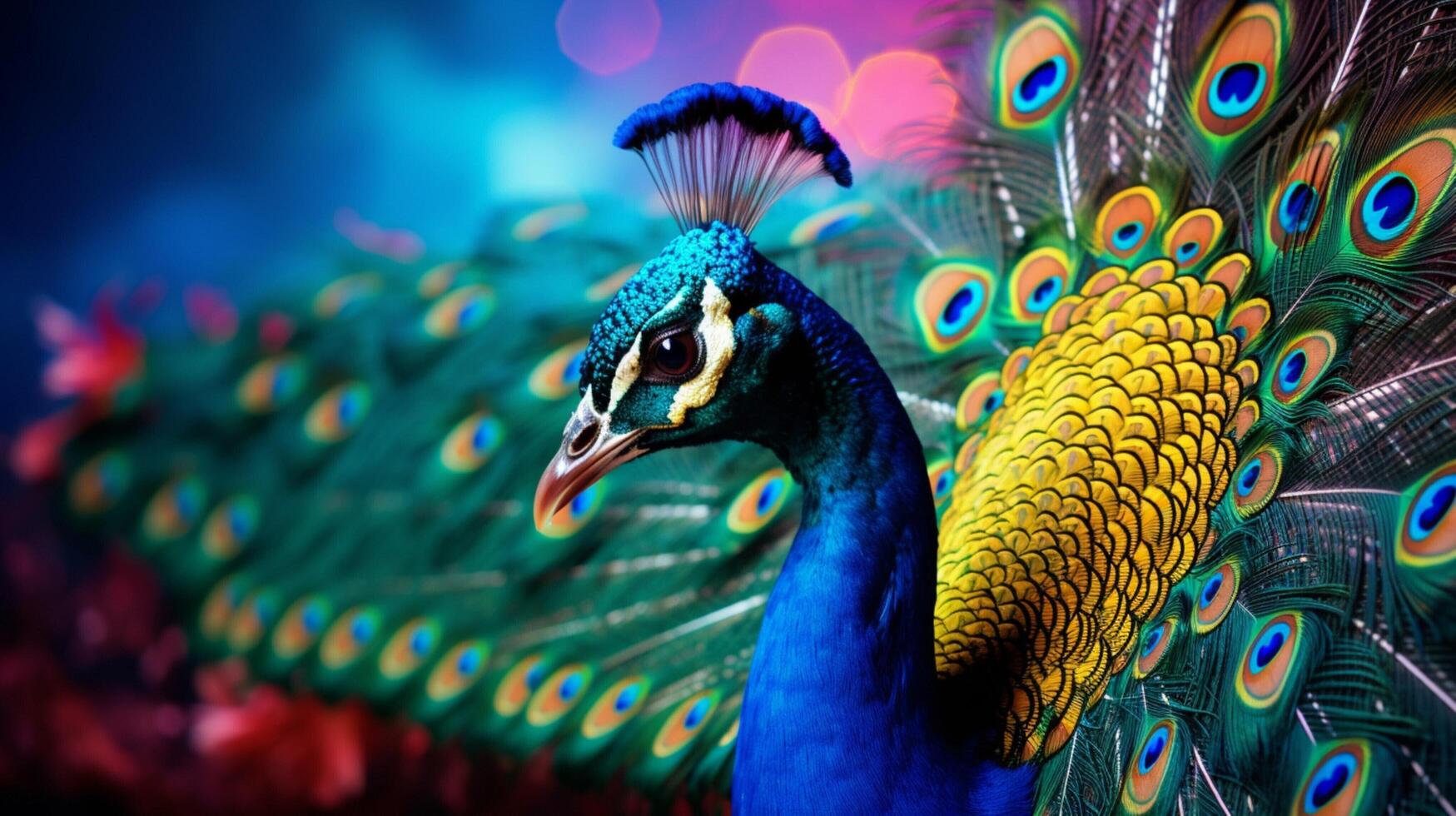 AI generated a peacock is standing in the middle of a forest photo