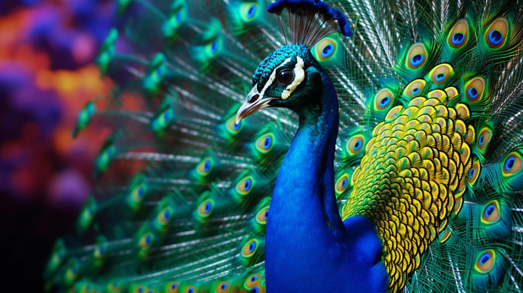 AI generated a peacock is standing in the middle of a forest photo