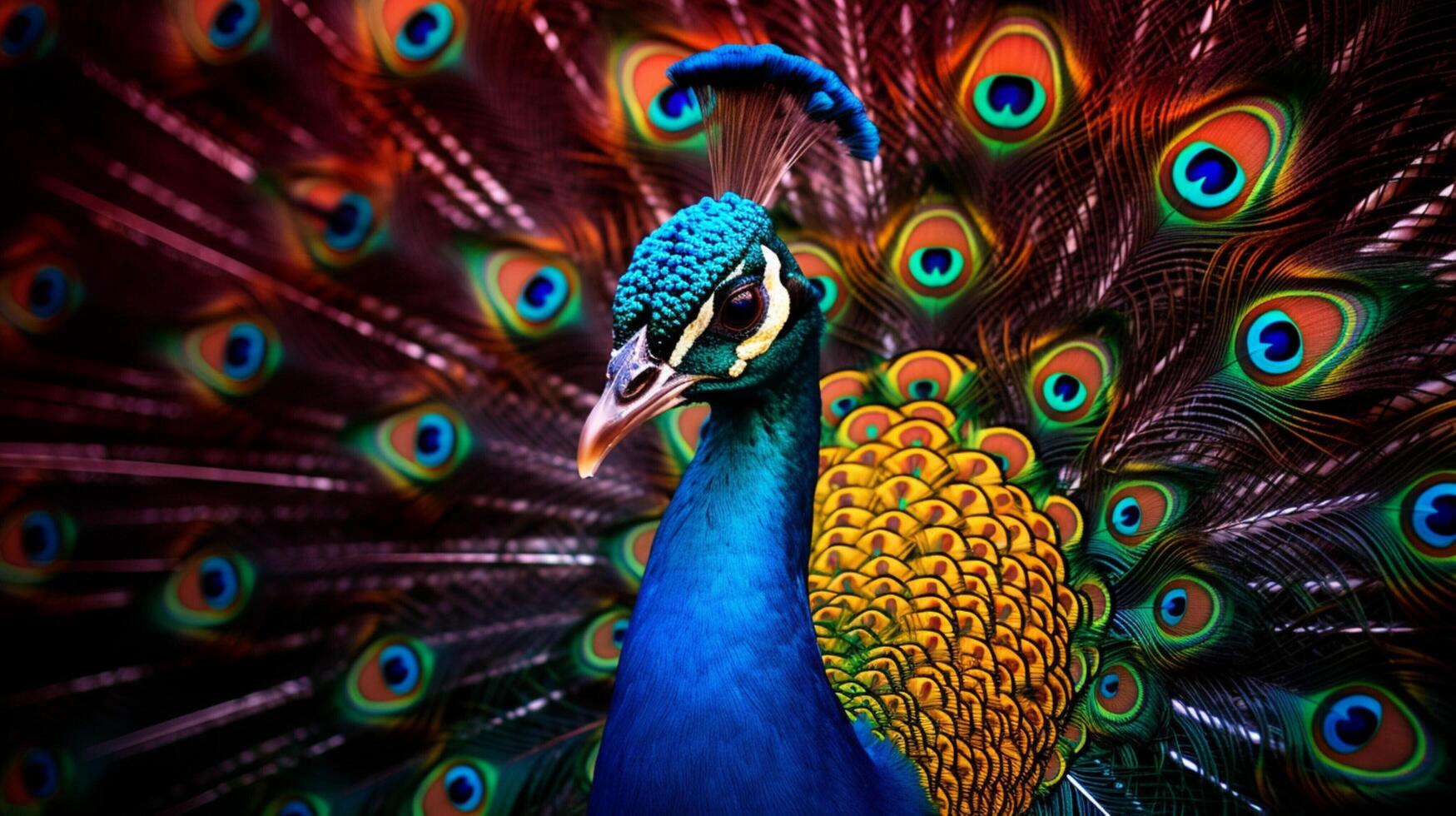 AI generated a peacock is standing in the middle of a forest photo