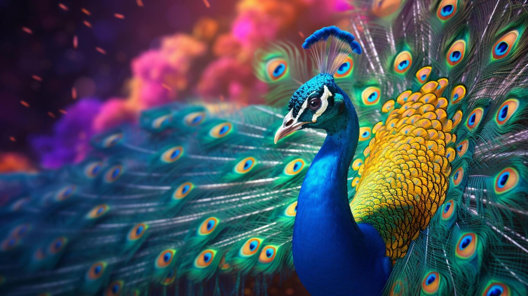 AI generated a peacock is standing in the middle of a forest photo
