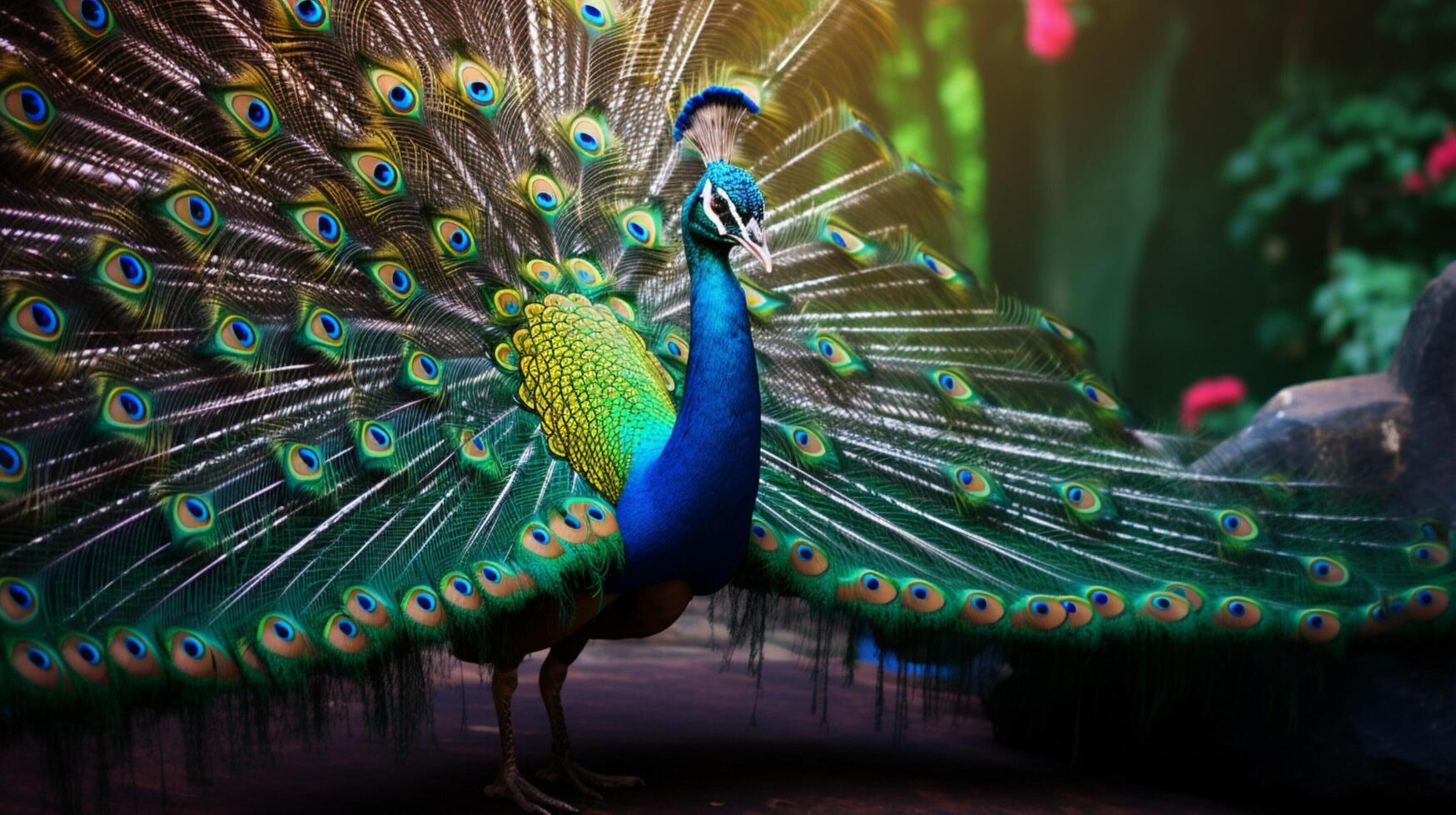 AI generated a peacock is displaying its feathers photo