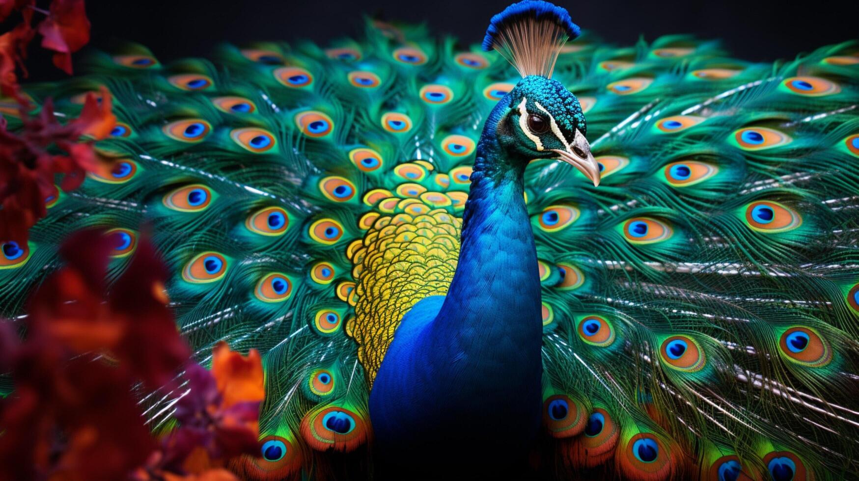 AI generated a peacock is displaying its feathers photo