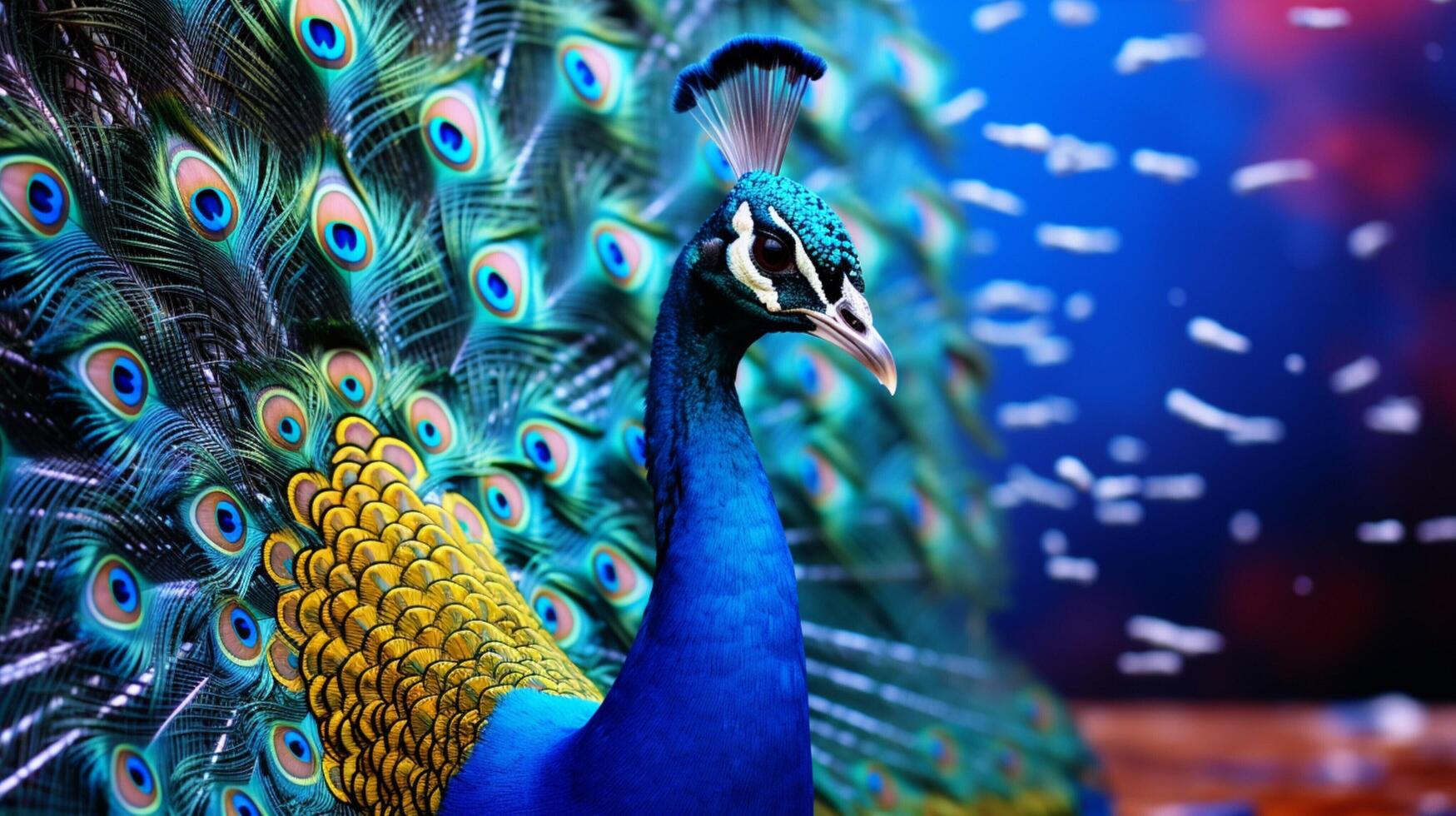 ai generado un pavo real es mostrando sus plumas foto
