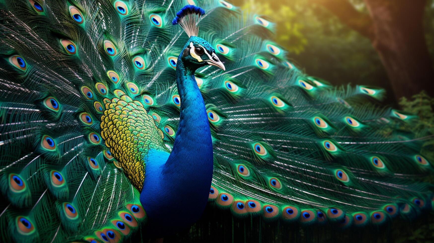 AI generated a peacock is displaying its feathers photo