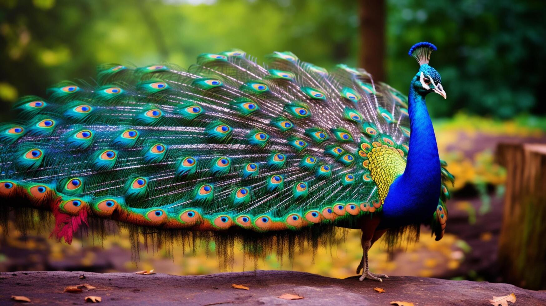 AI generated a peacock is displaying its feathers photo