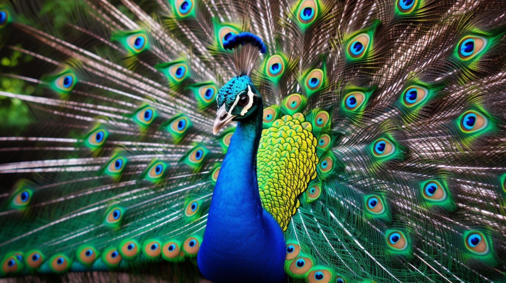 AI generated a peacock with colorful feathers and flowers photo