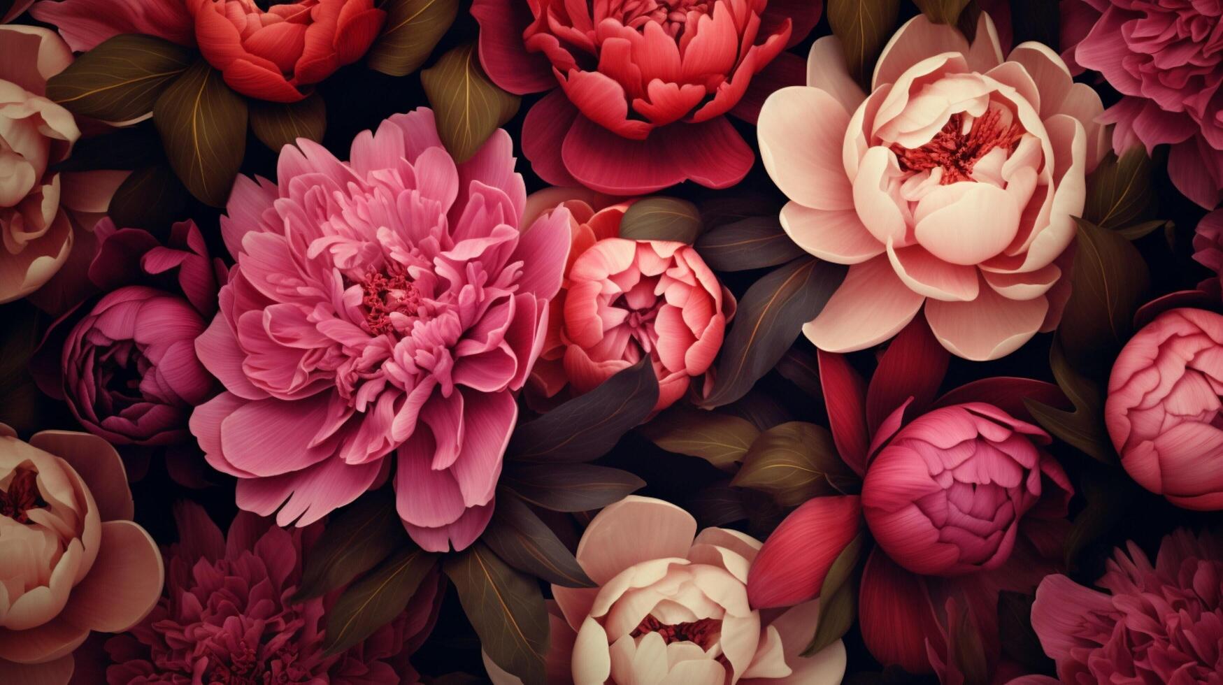 AI generated Peony Floral Background photo