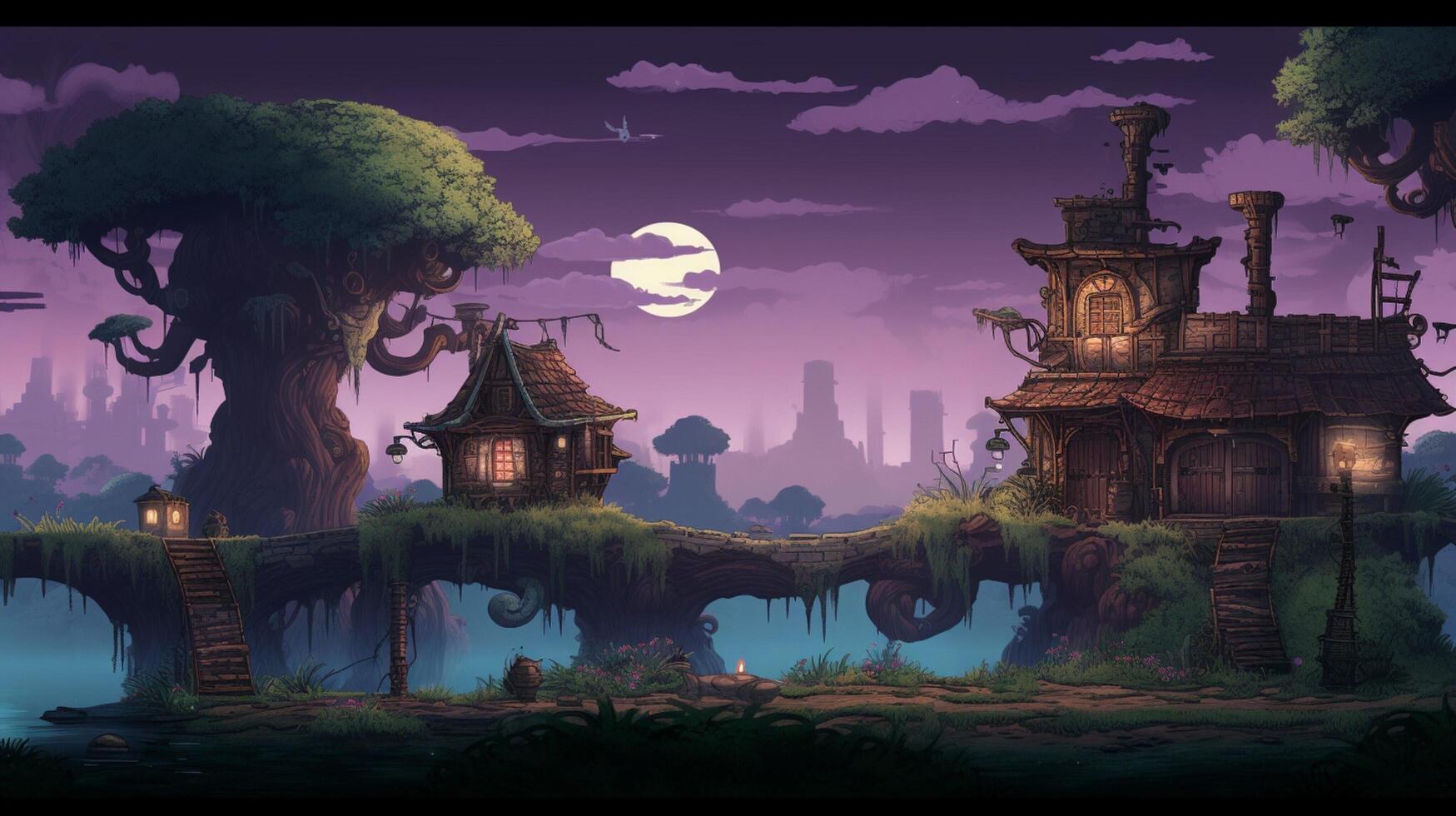 AI generated Pixel Art Game Backgrounds game background photo