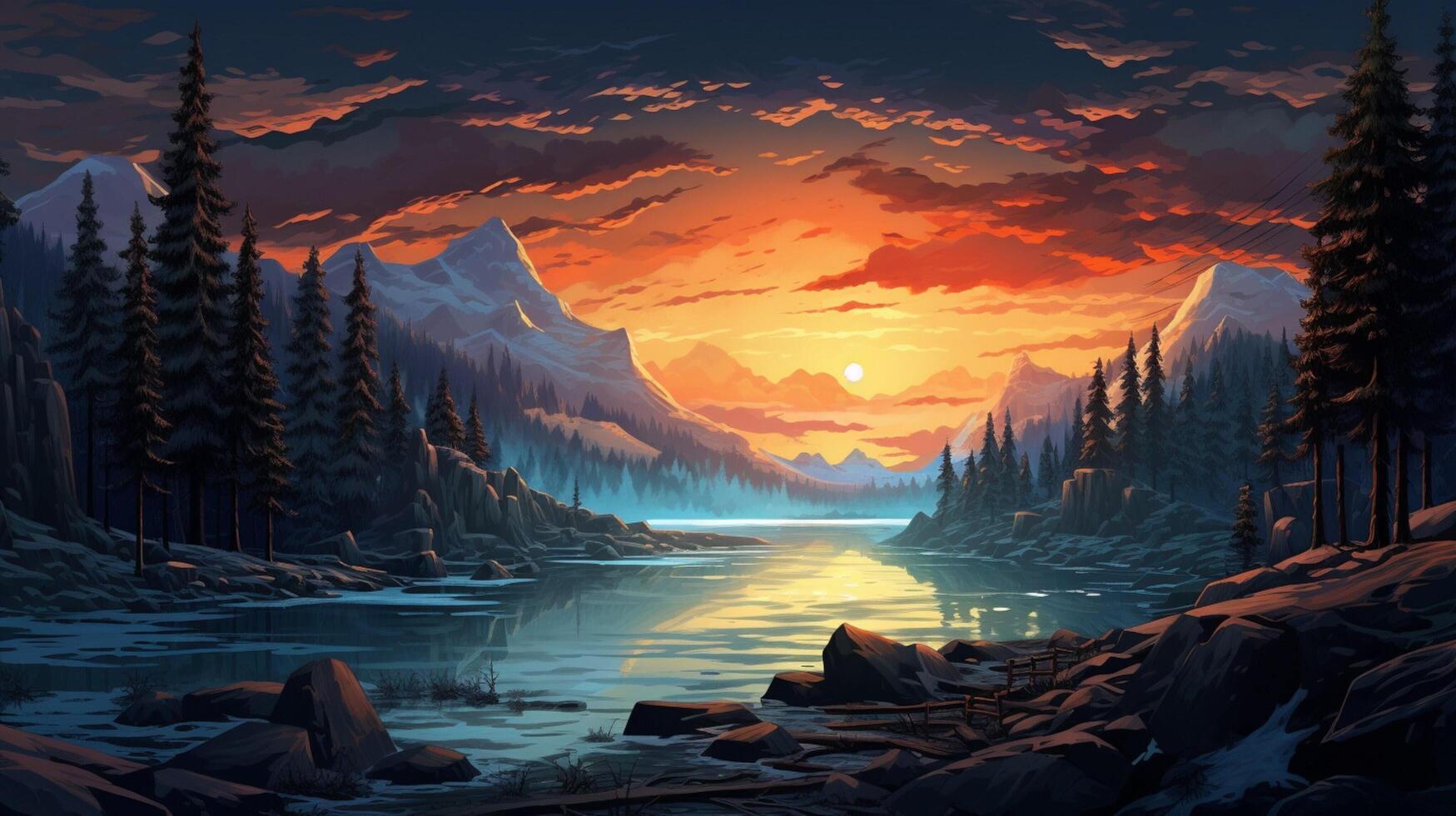 AI generated Pixel Art Game Backgrounds game background photo