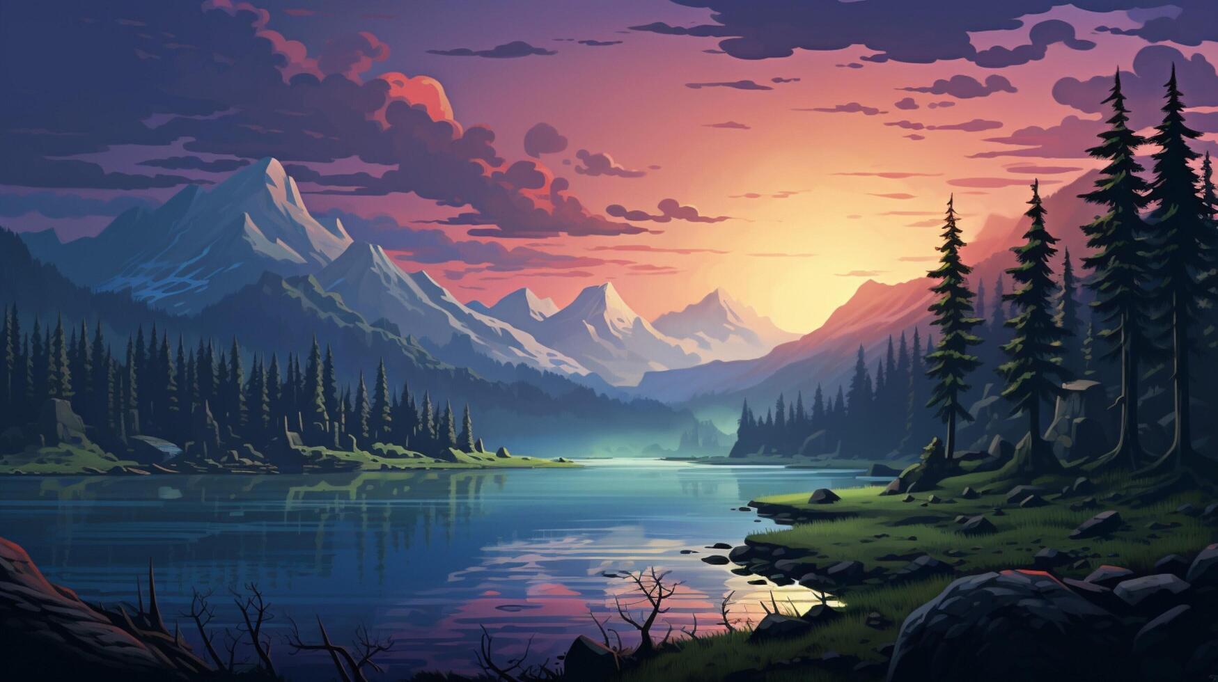 AI generated Pixel Art Game Backgrounds game background photo