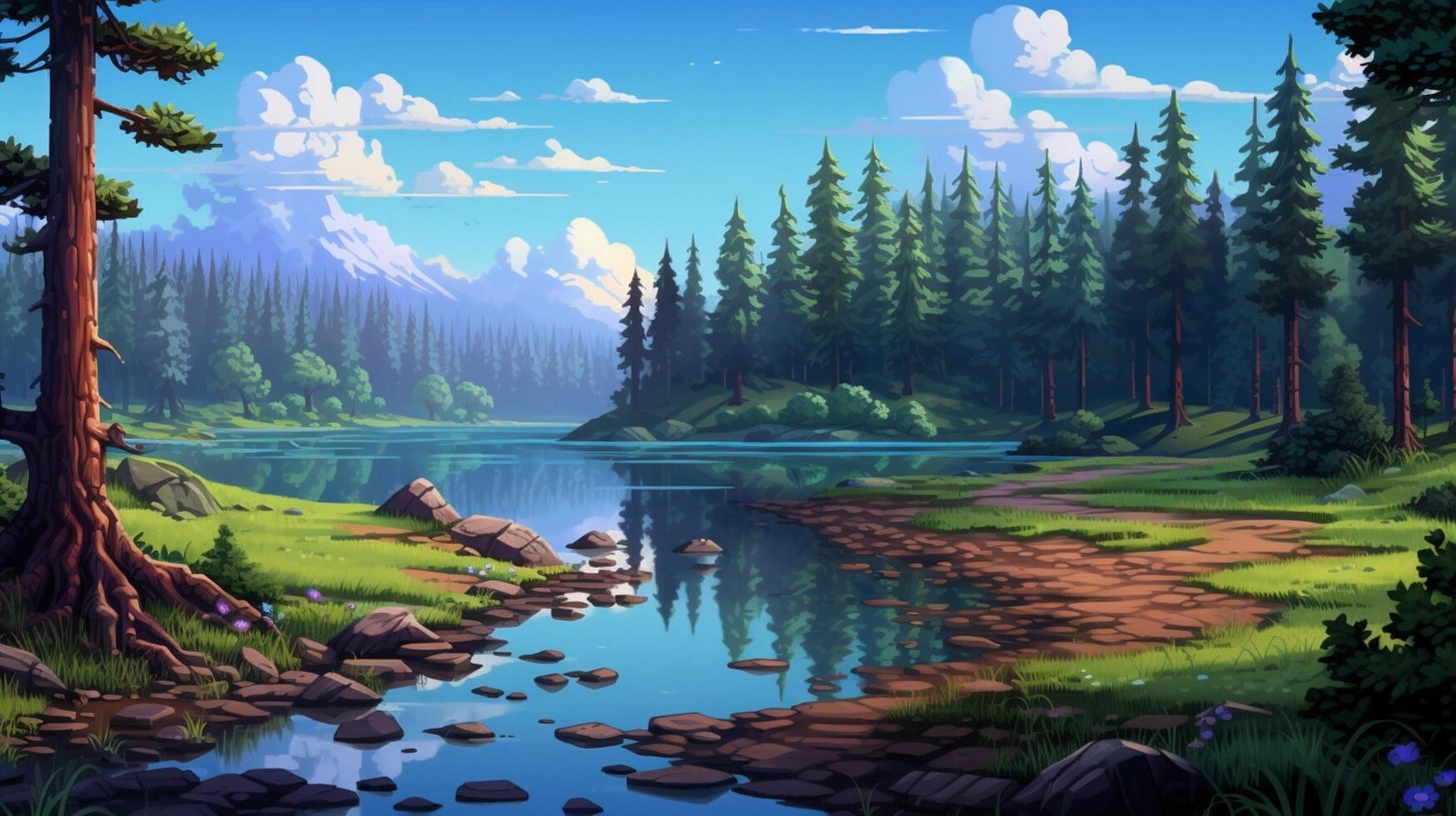 AI generated Pixel Art Game Backgrounds game background photo