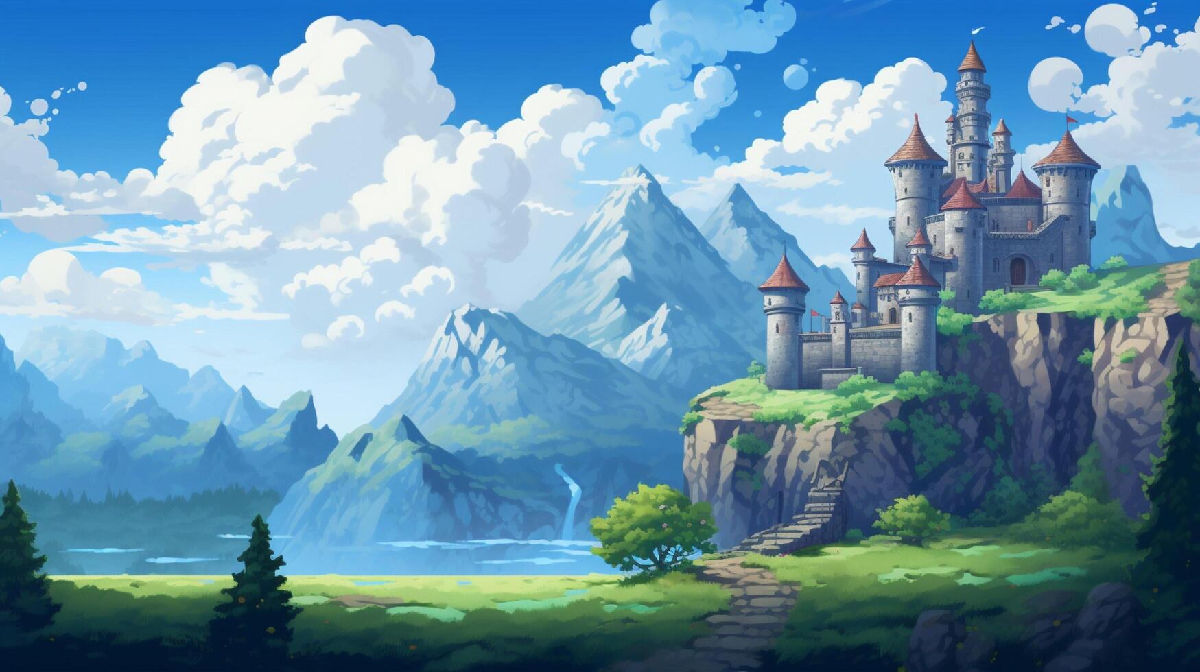 AI generated Pixel Art Game Backgrounds game background photo