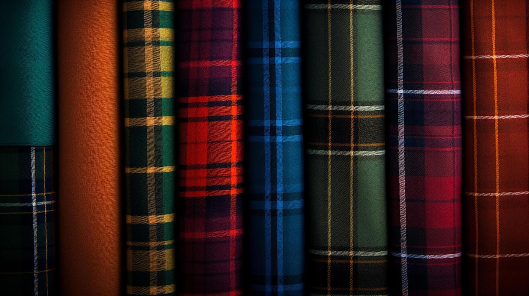 AI generated Plaid Fabric Background photo