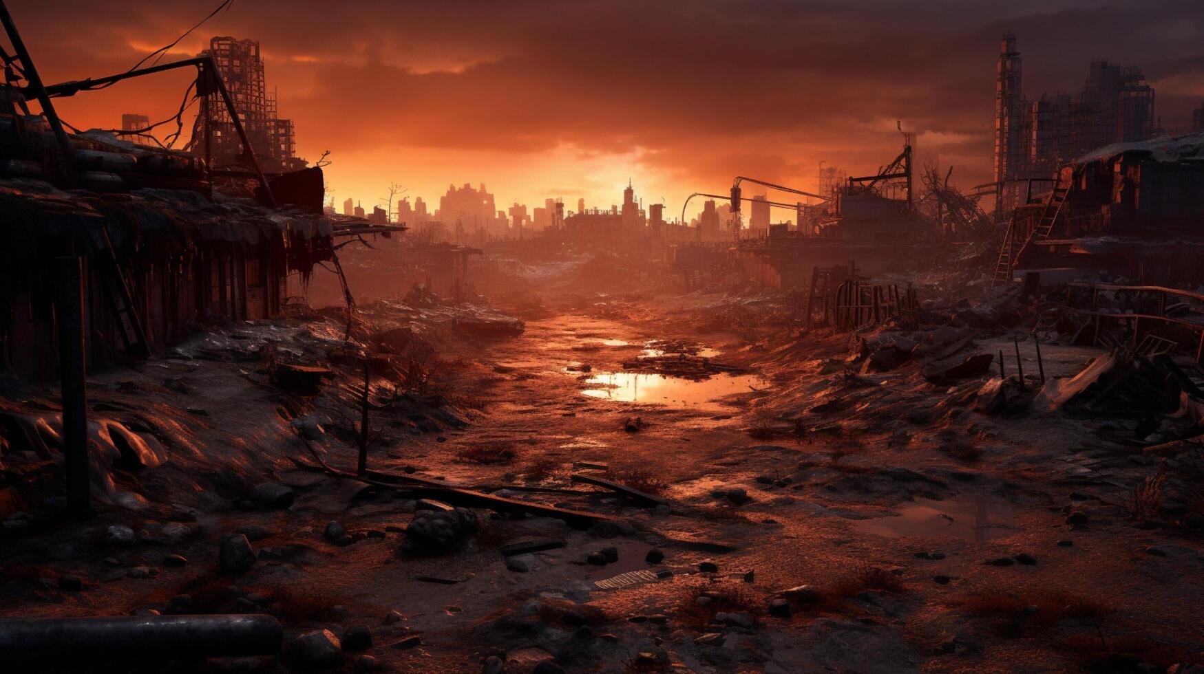 AI generated Post Apocalyptic Wastelands game background photo