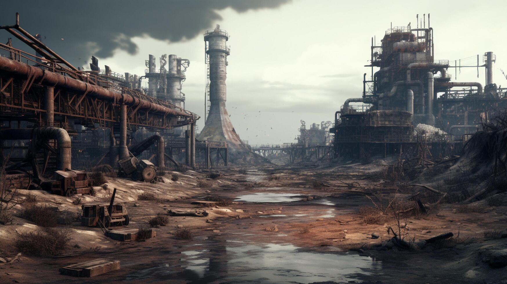 AI generated Post Apocalyptic Wastelands game background photo