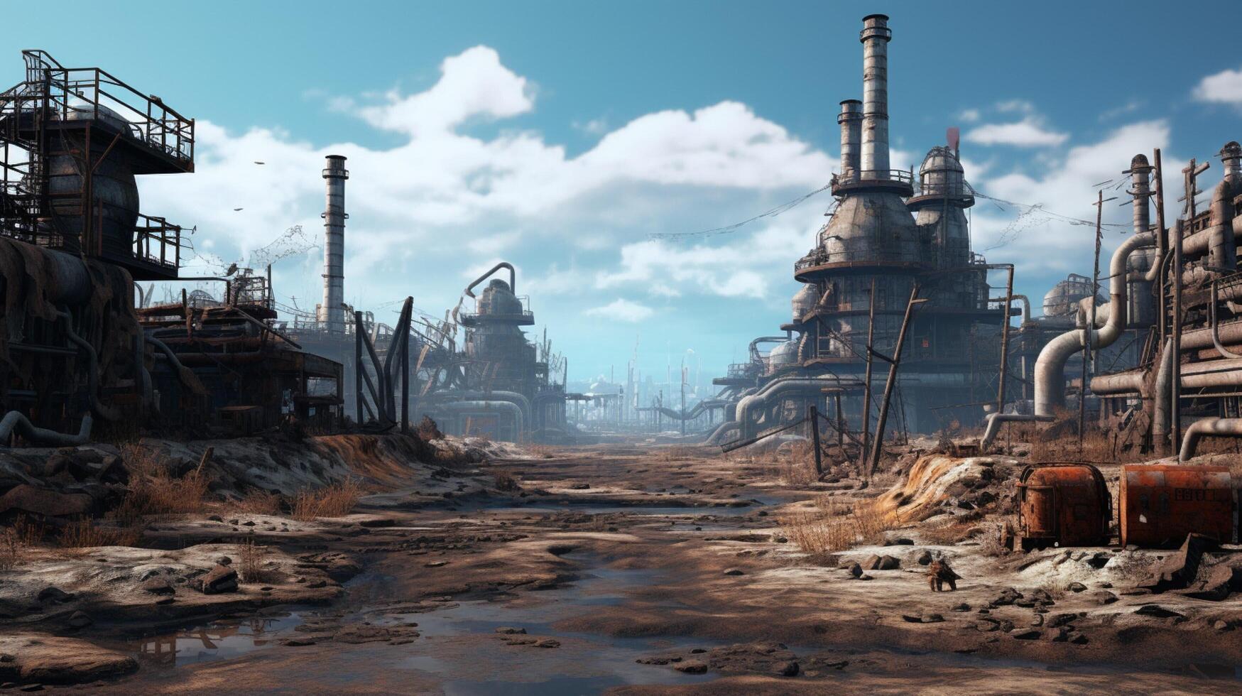 AI generated Post Apocalyptic Wastelands game background photo