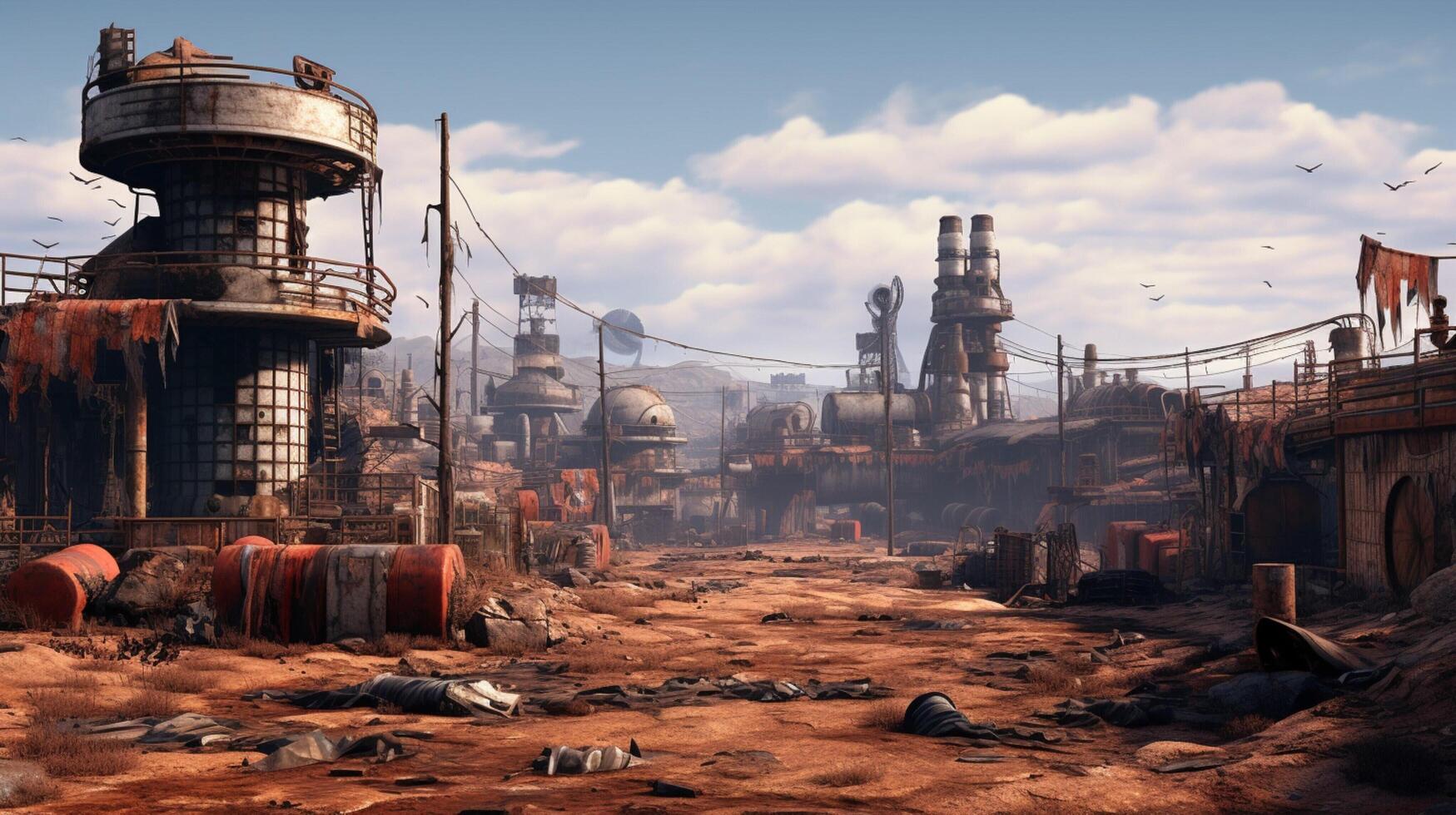 AI generated Post Apocalyptic Wastelands game background photo