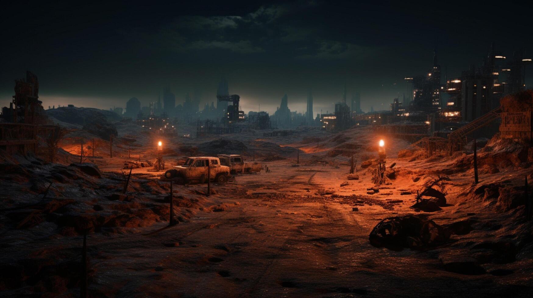 AI generated Post Apocalyptic Wastelands game background photo