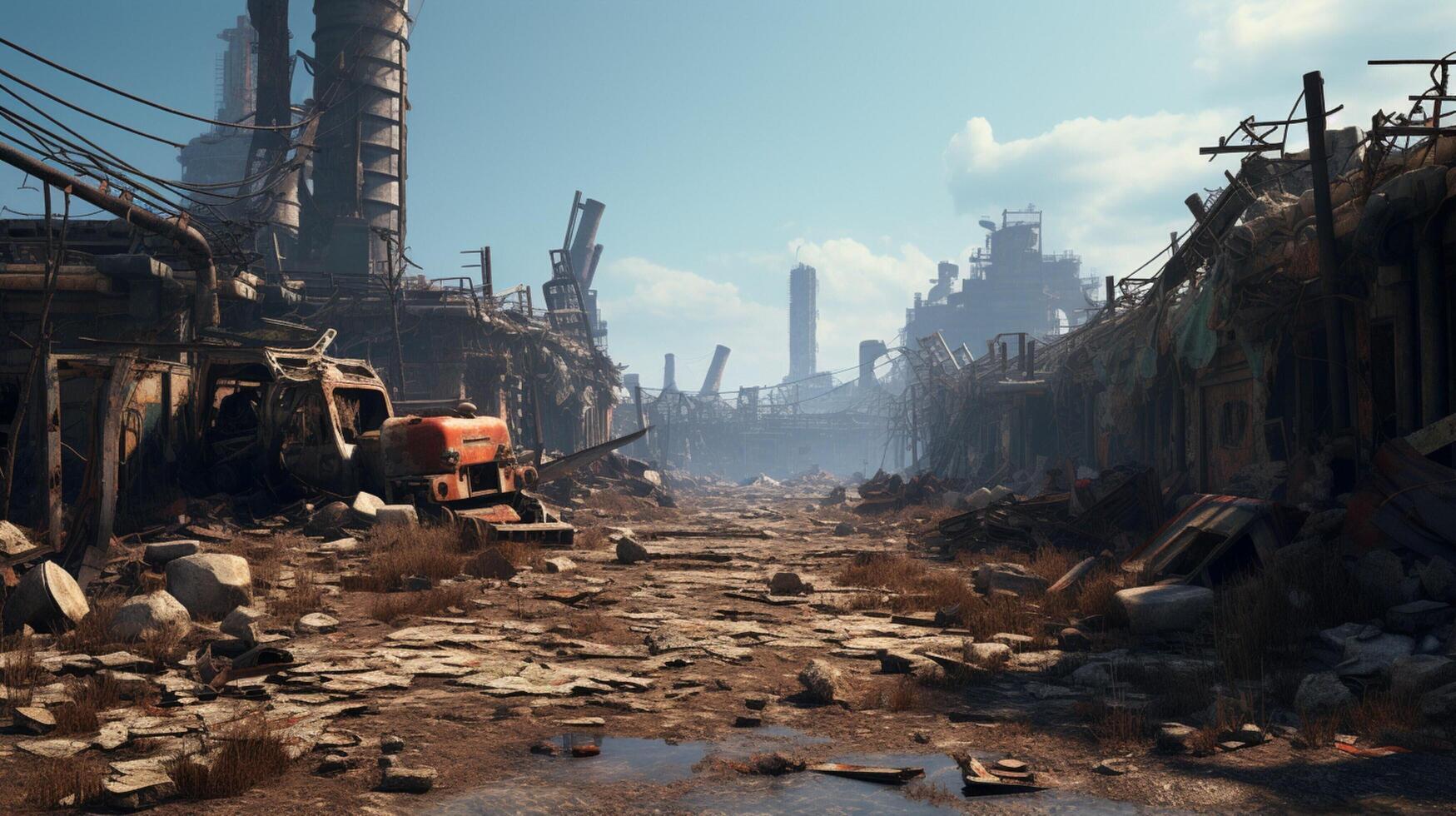 AI generated Post Apocalyptic Wastelands game background photo