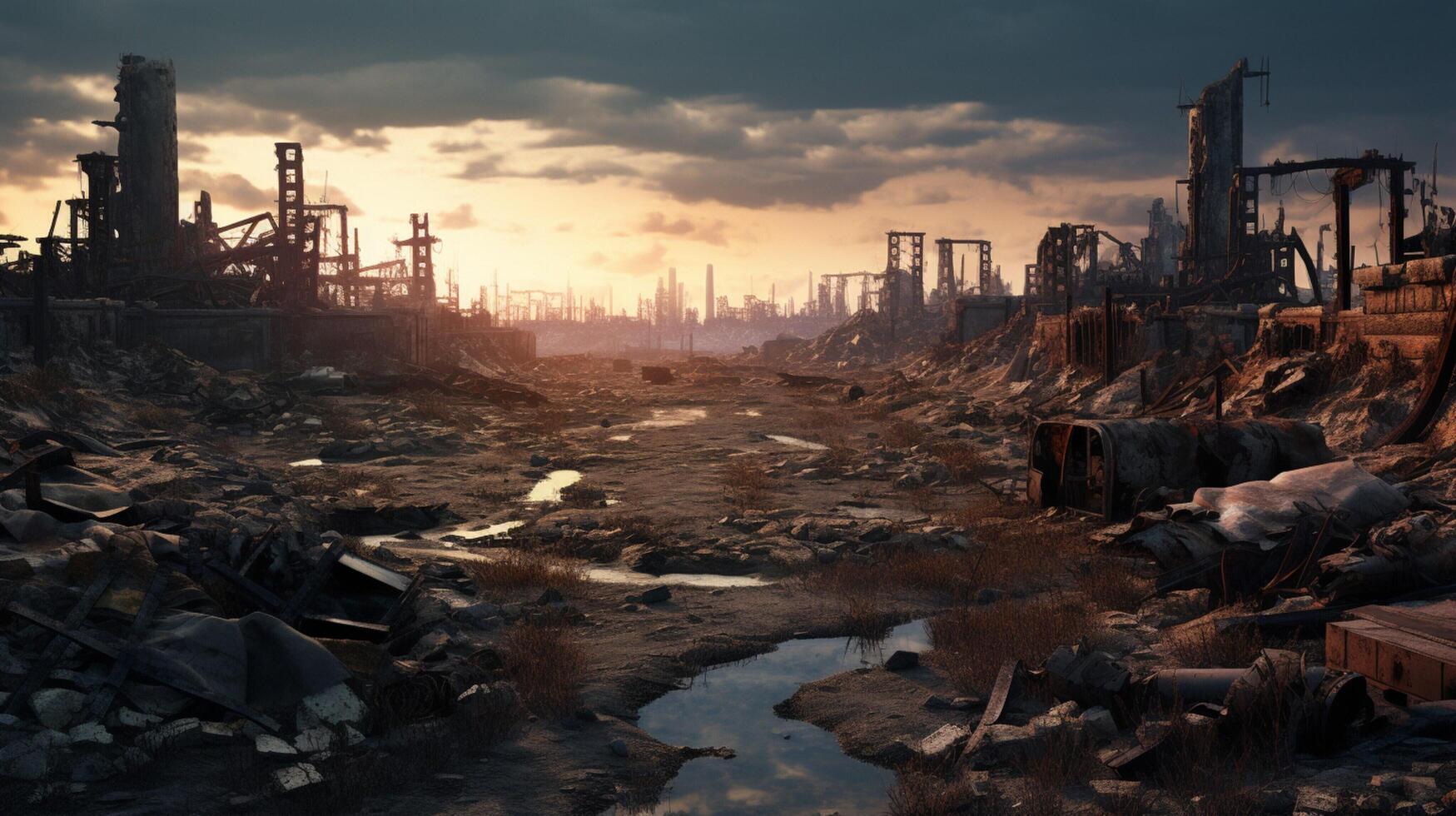 AI generated Post Apocalyptic Wastelands game background photo