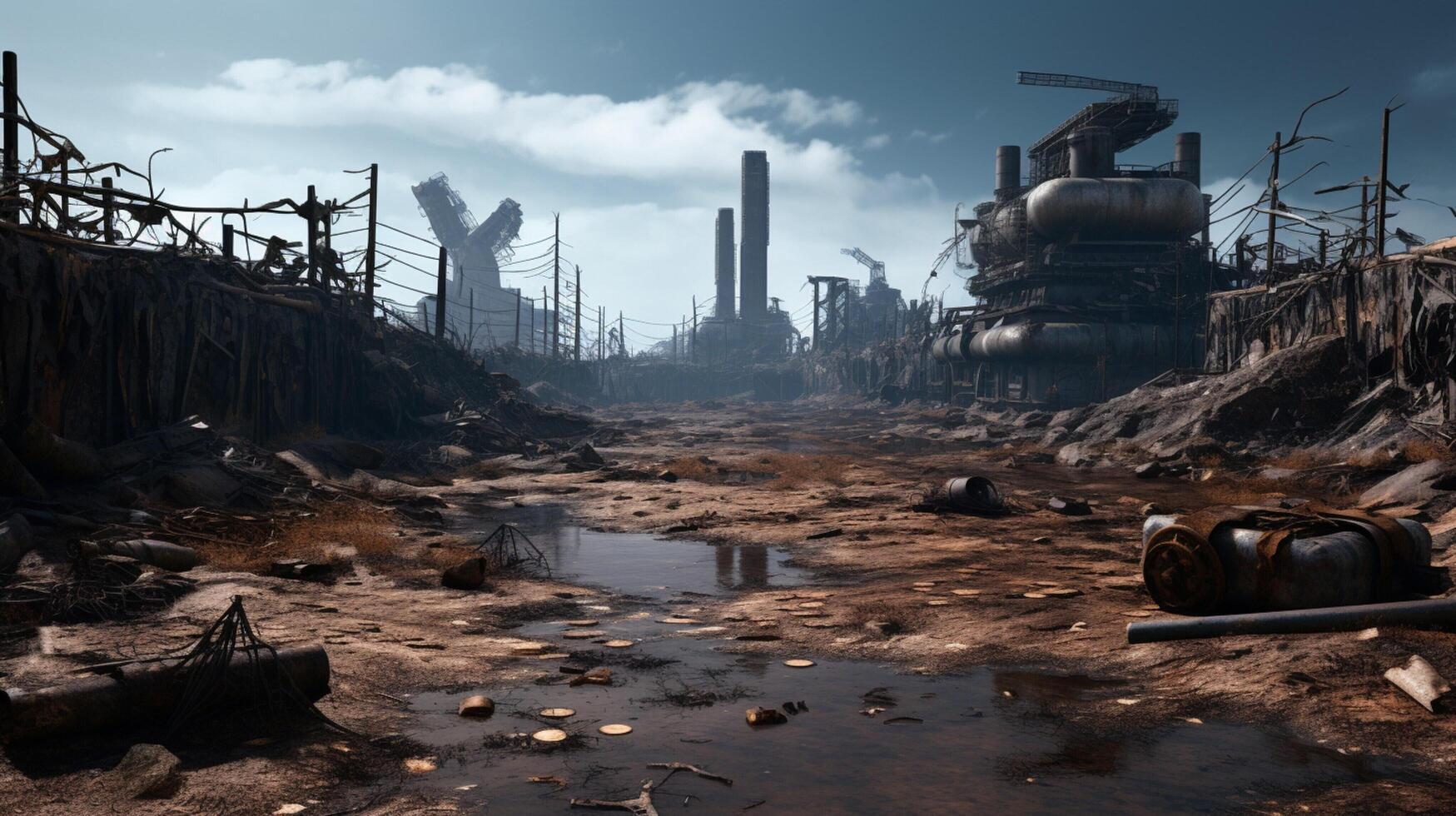 AI generated Post Apocalyptic Wastelands game background photo