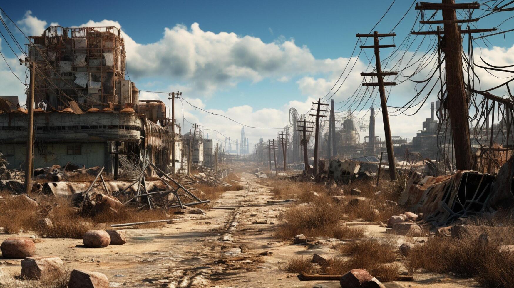 AI generated Post Apocalyptic Wastelands game background photo