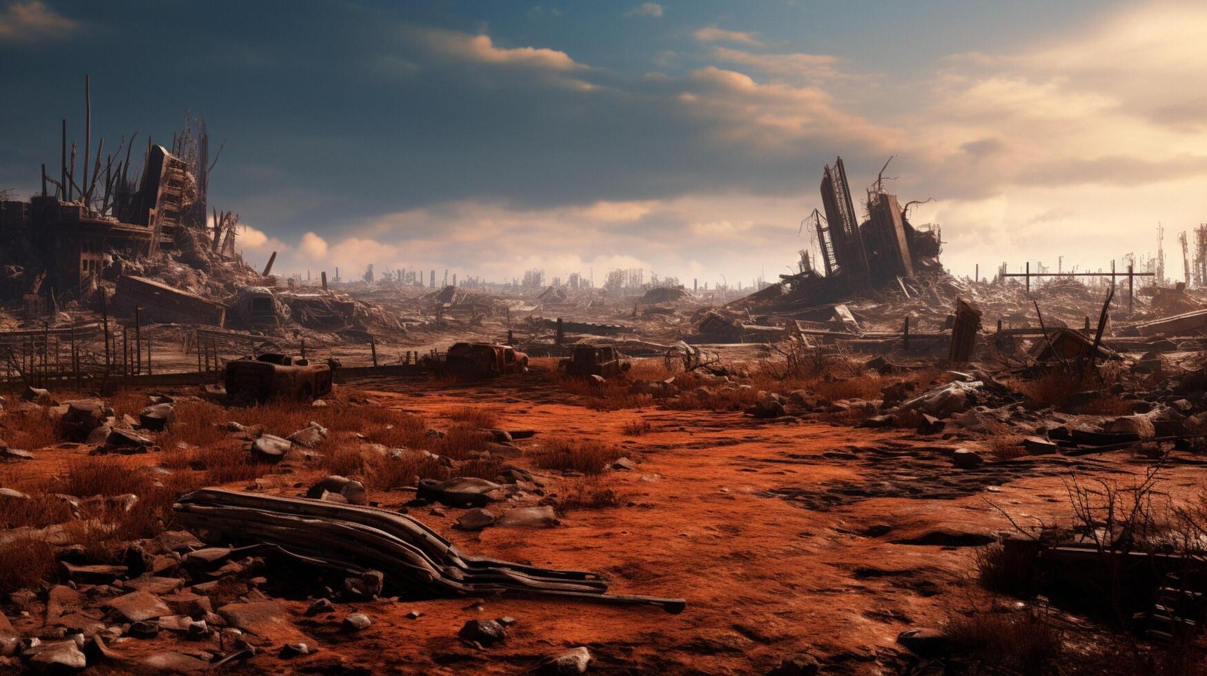 AI generated Post Apocalyptic Wastelands game background photo