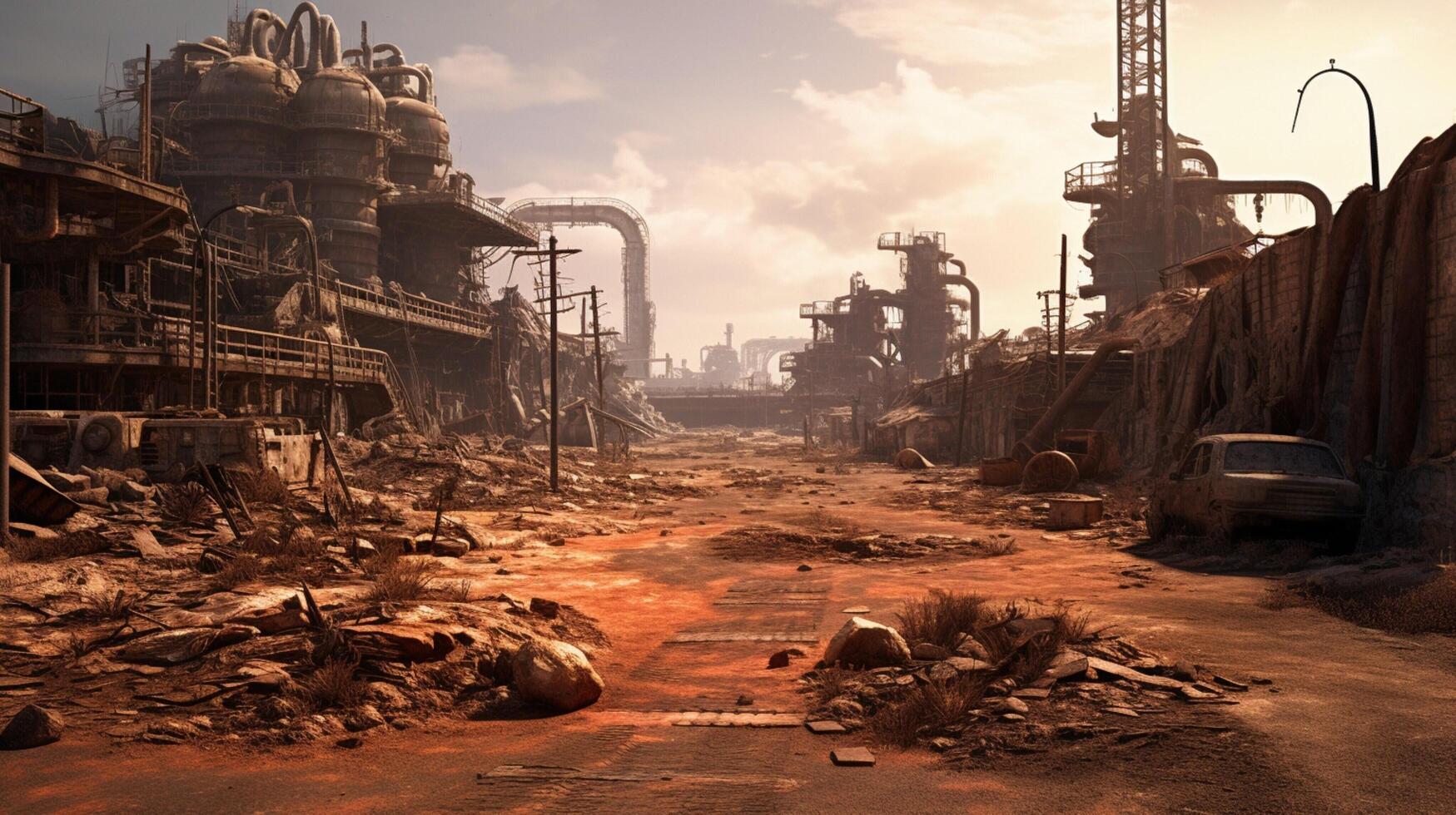 AI generated Post Apocalyptic Wastelands game background photo