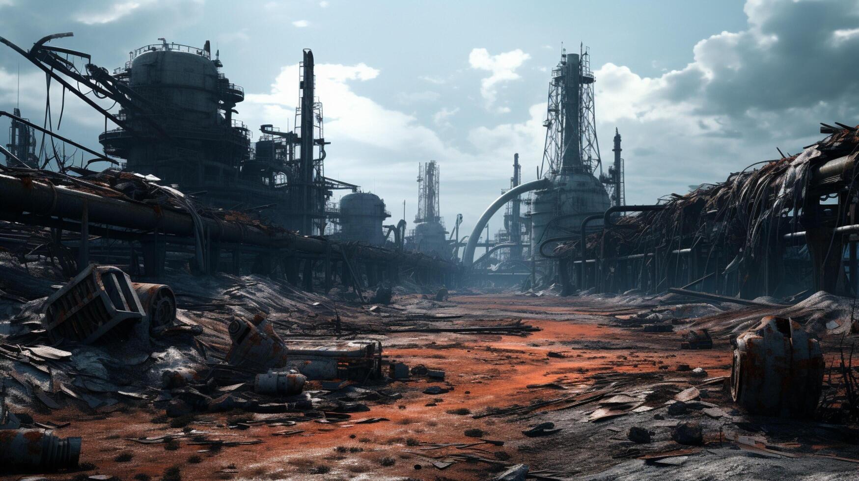 AI generated Post Apocalyptic Wastelands game background photo