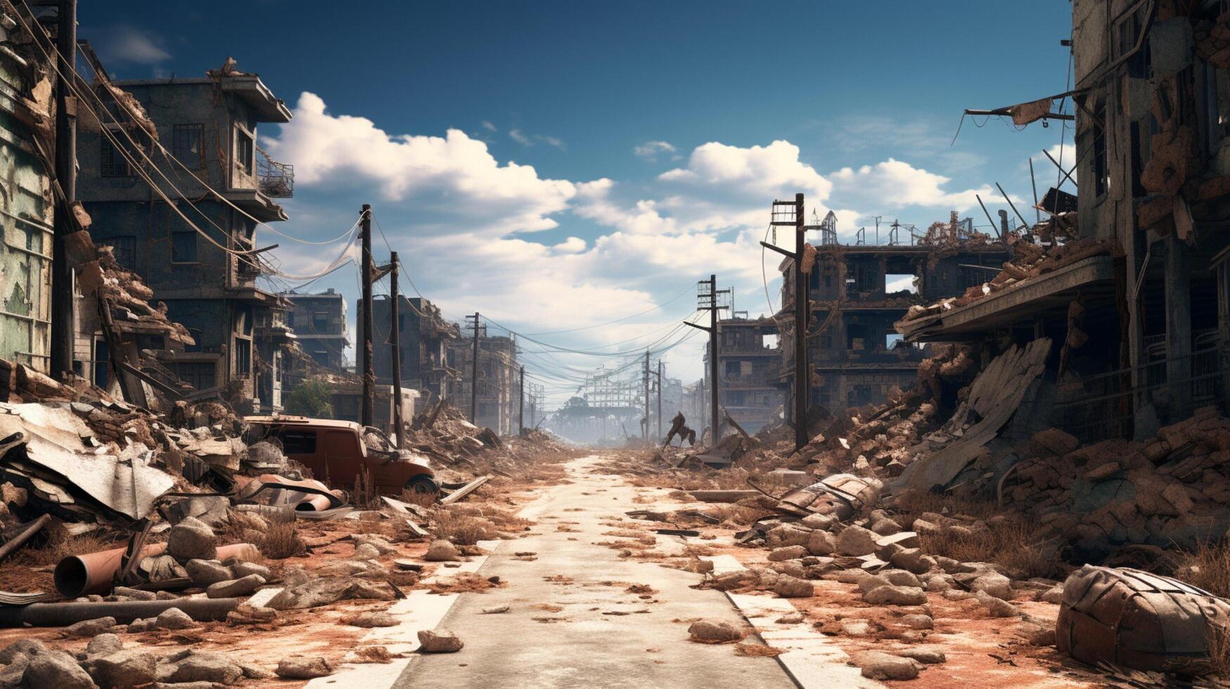 AI generated Post Apocalyptic Wastelands game background photo