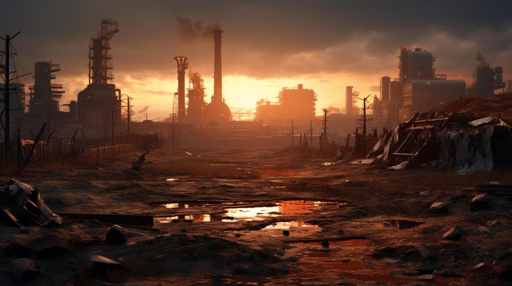 AI generated Post Apocalyptic Wastelands game background photo