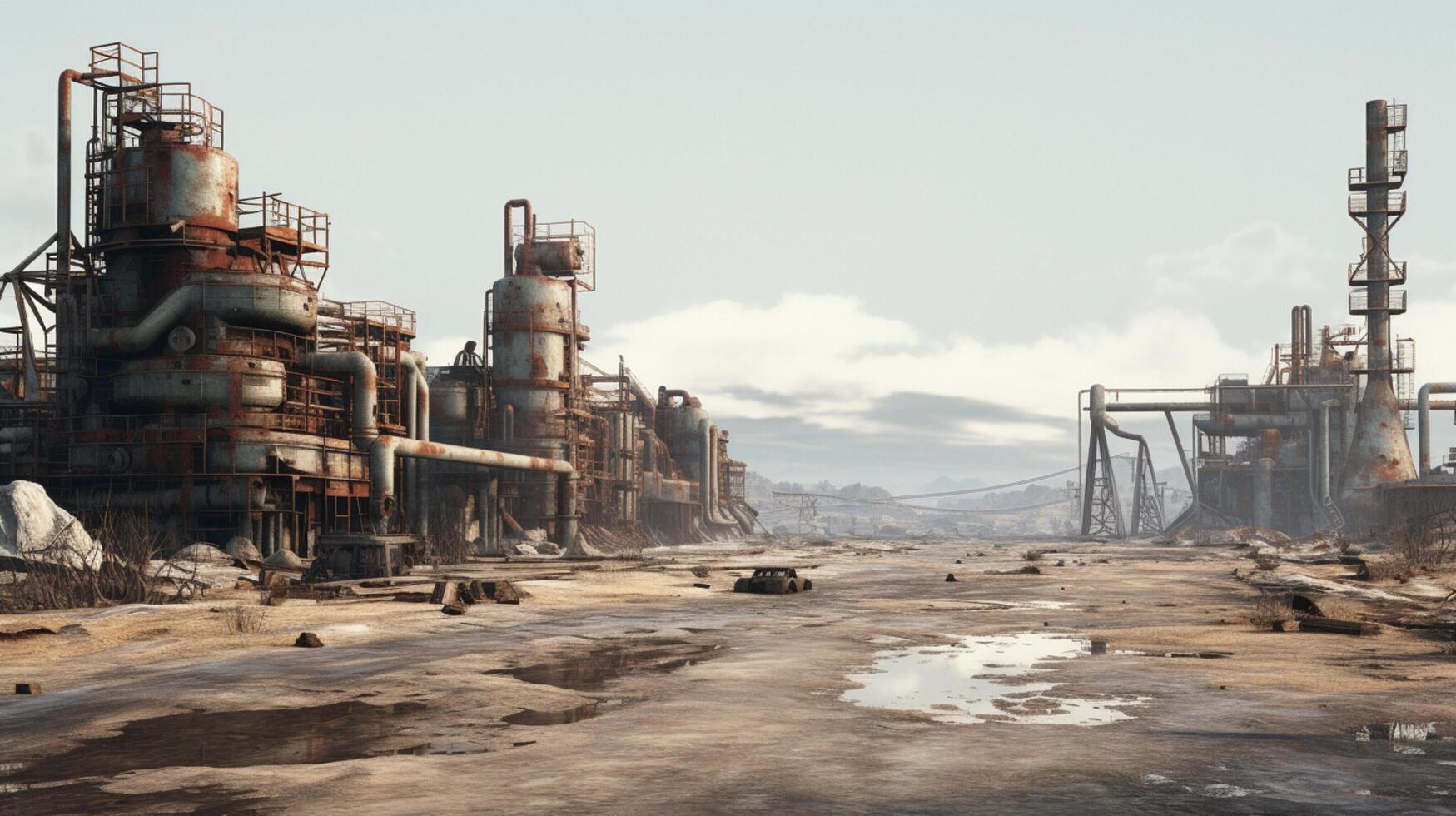 AI generated Post Apocalyptic Wastelands game background photo