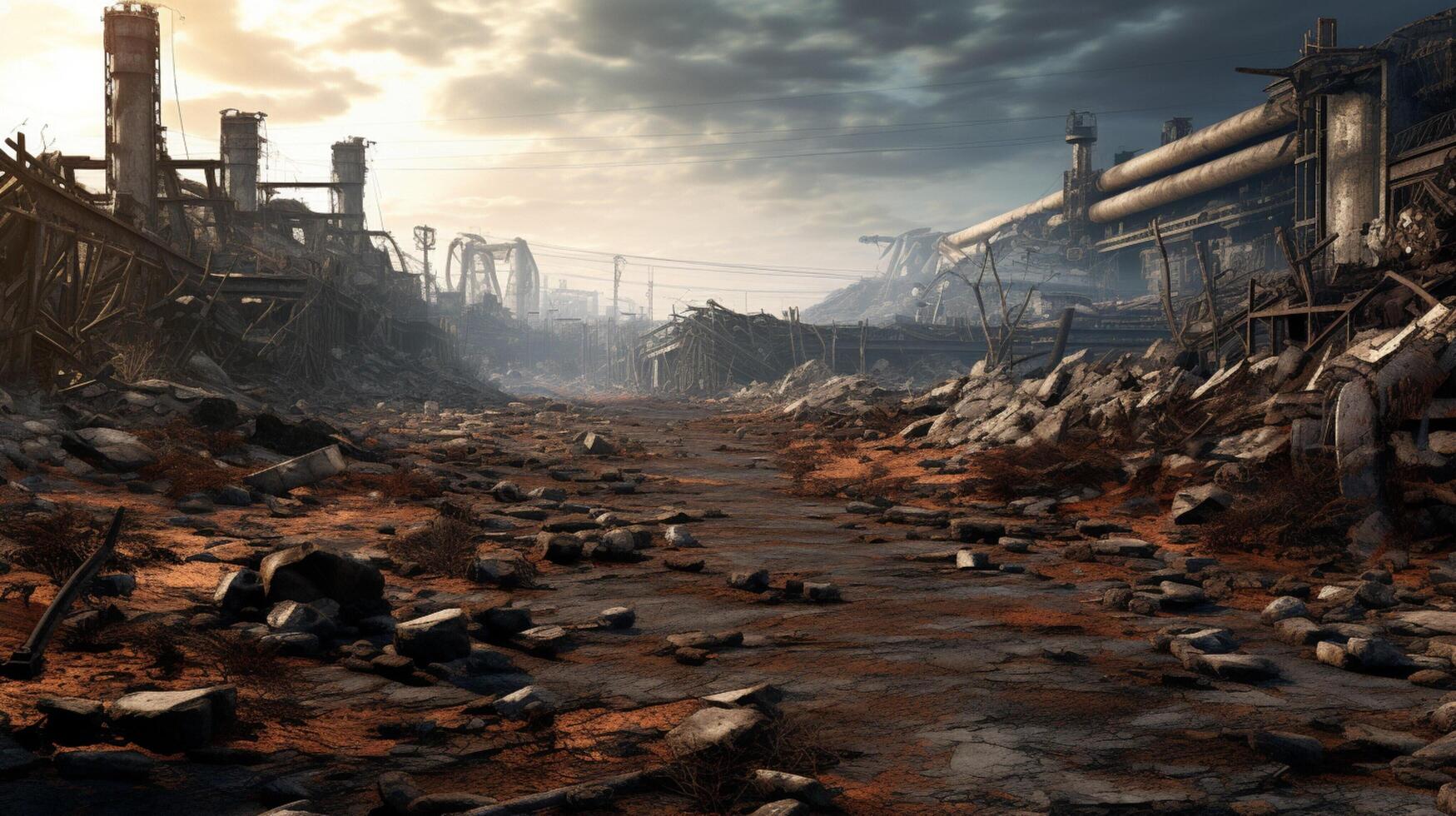 AI generated Post Apocalyptic Wastelands game background photo