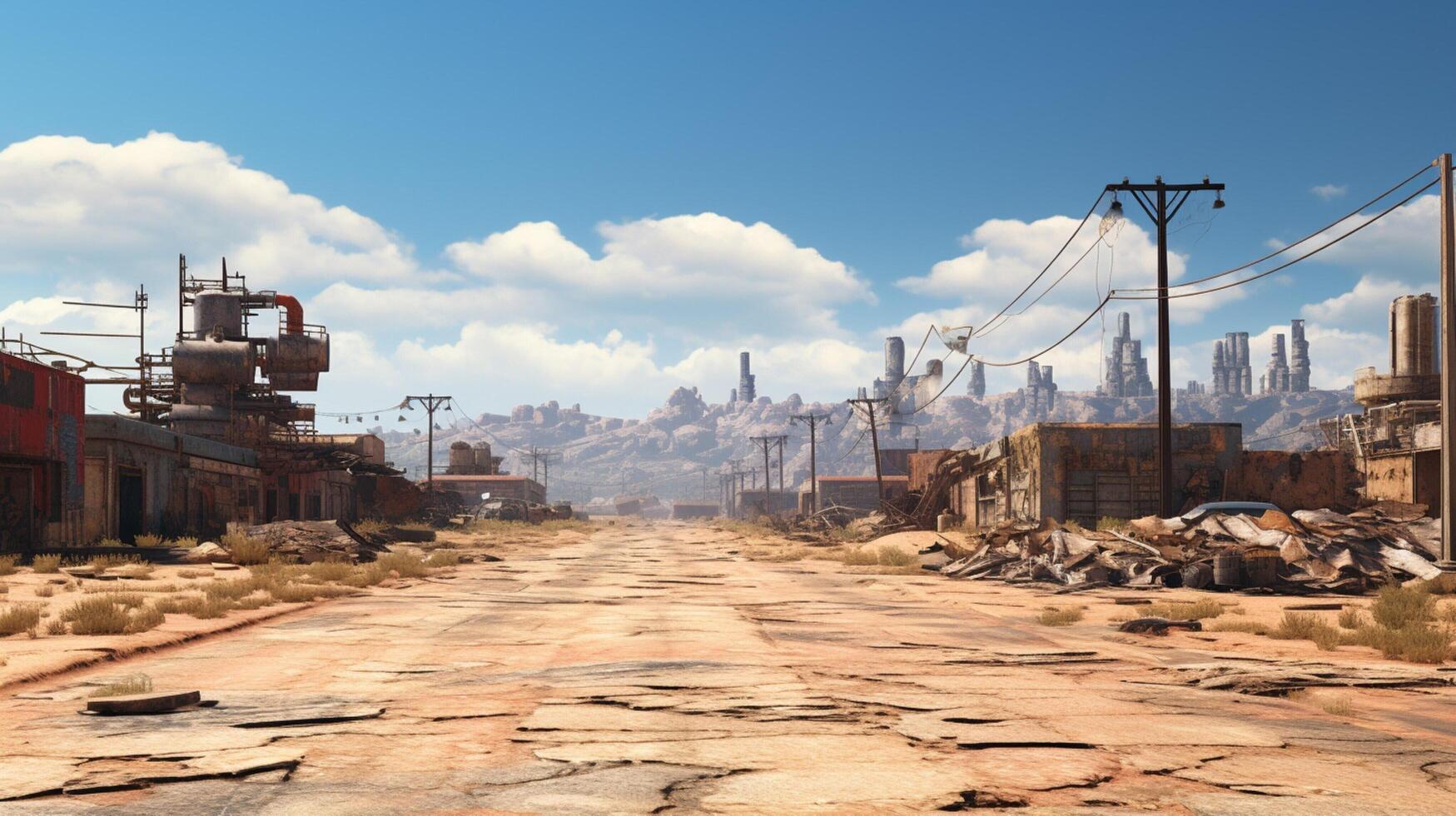 AI generated Post Apocalyptic Wastelands game background photo