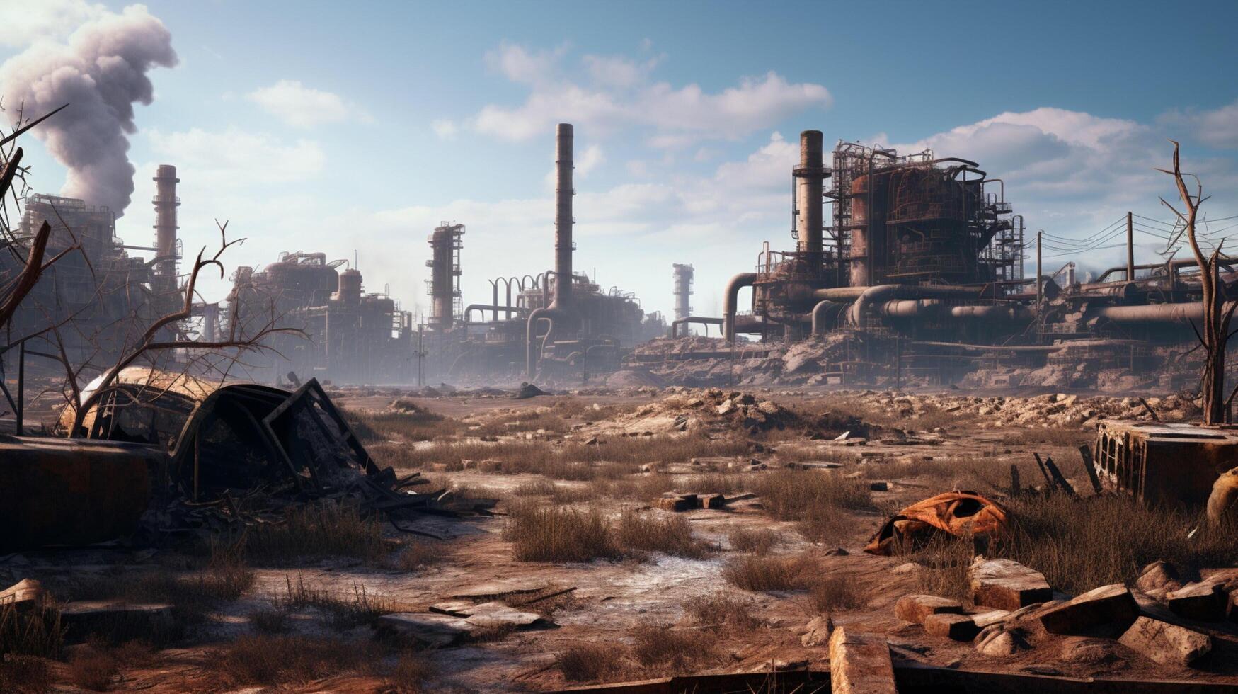 AI generated Post Apocalyptic Wastelands game background photo