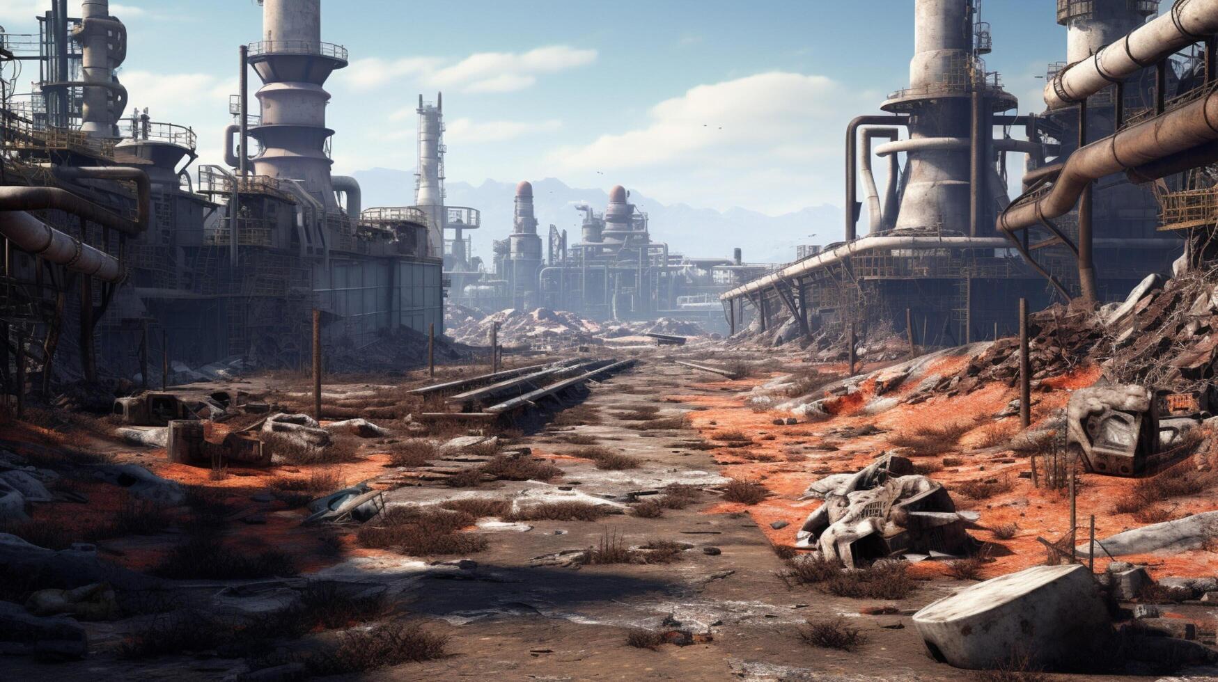 AI generated Post Apocalyptic Wastelands game background photo