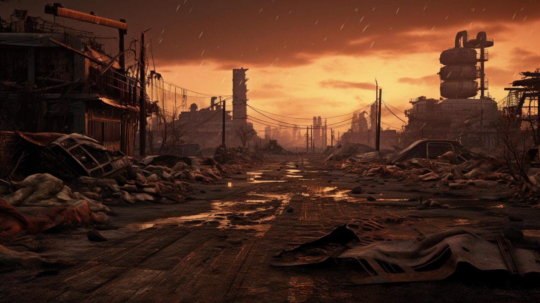 AI generated Post Apocalyptic Wastelands game background photo