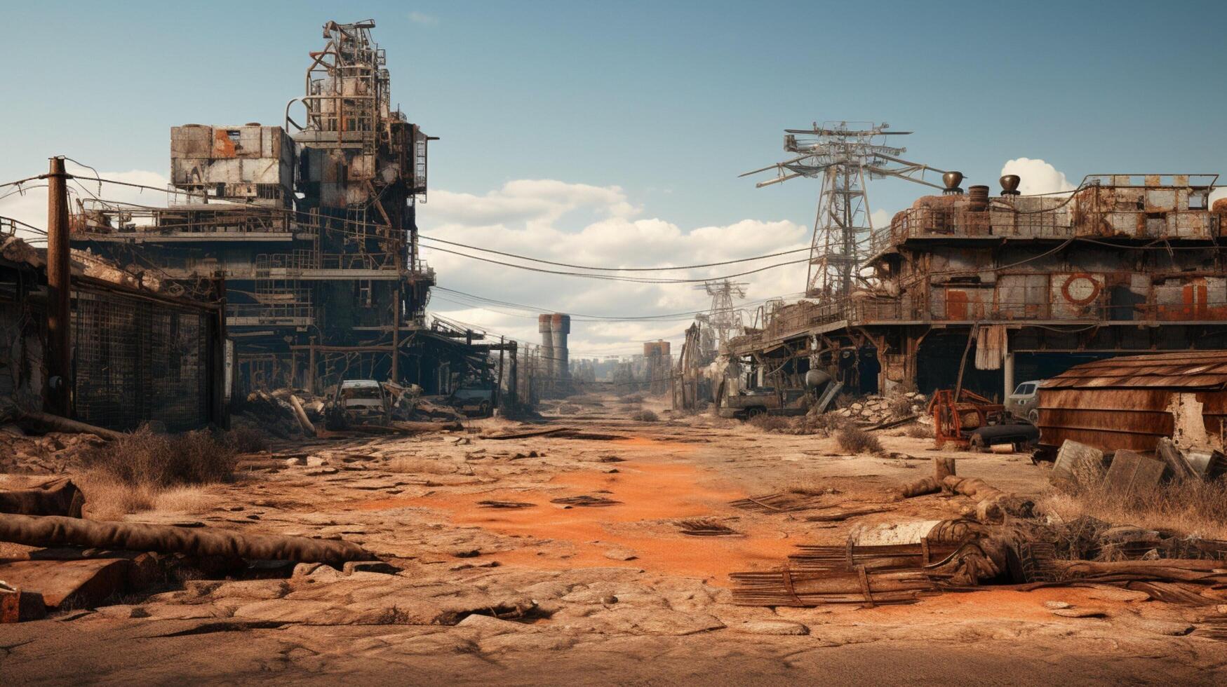 AI generated Post Apocalyptic Wastelands game background photo