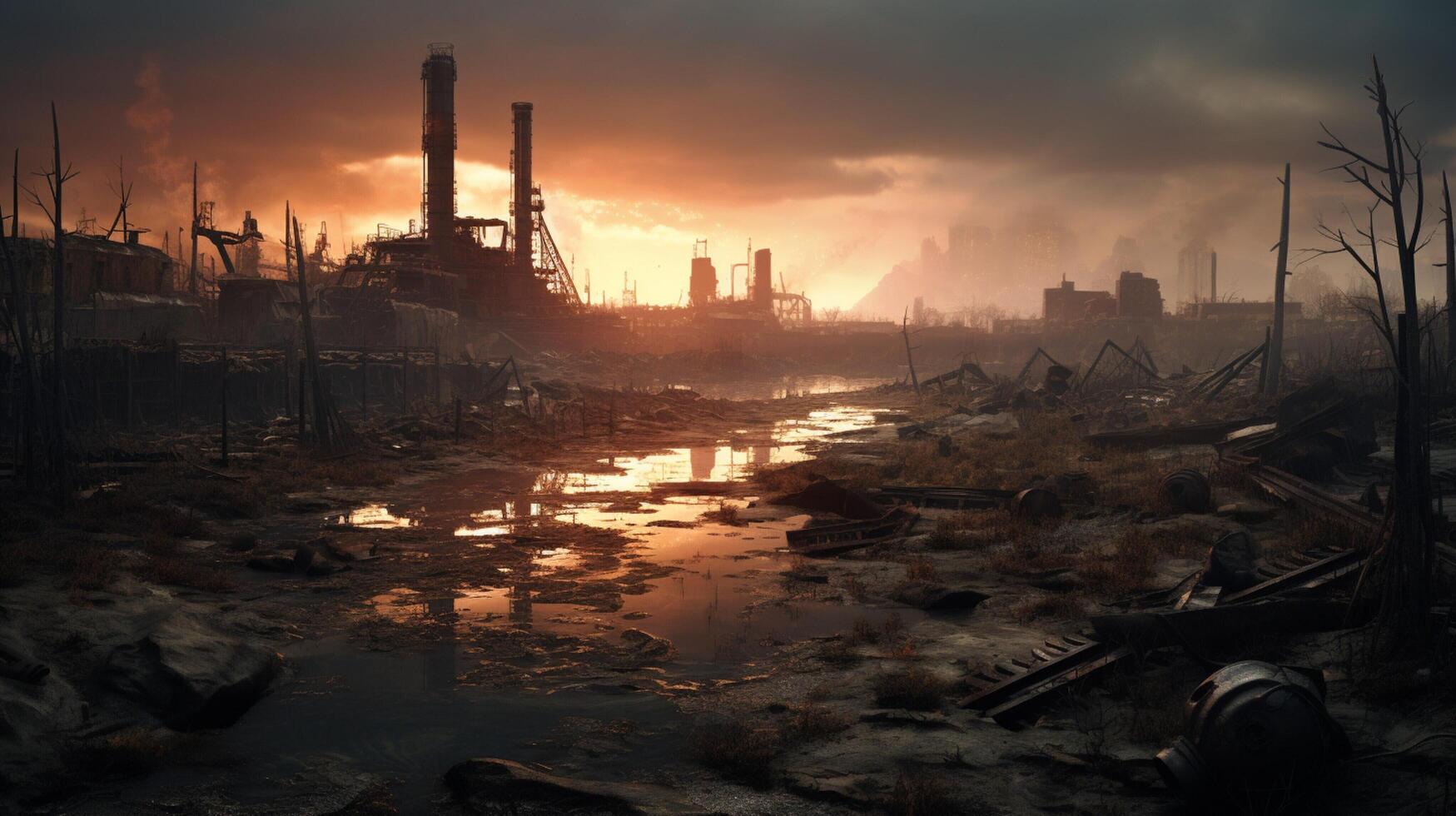 AI generated Post Apocalyptic Wastelands game background photo