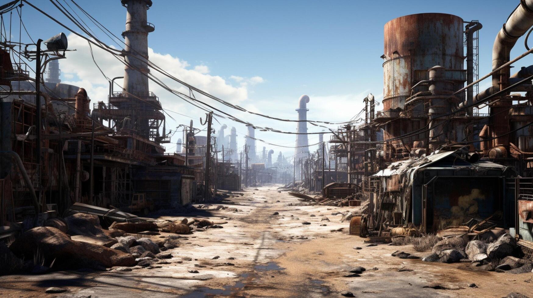 AI generated Post Apocalyptic Wastelands game background photo