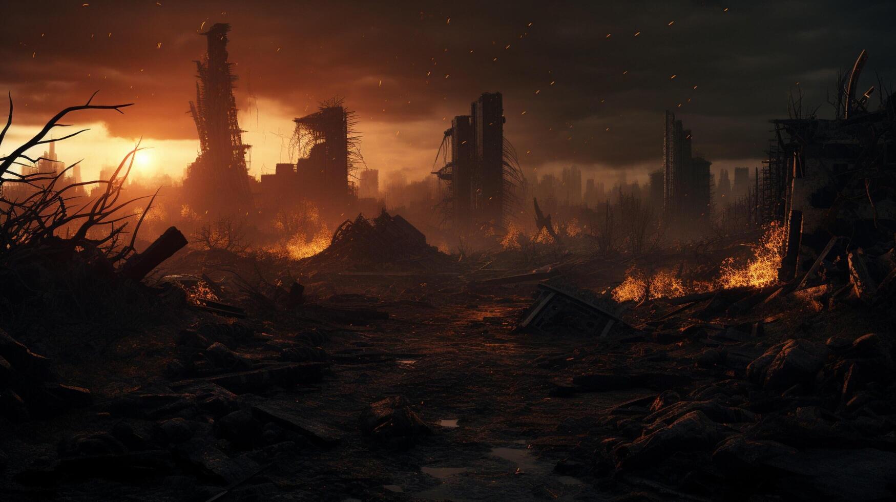 AI generated Post Nuclear Apocalyptic World Gaming Background photo