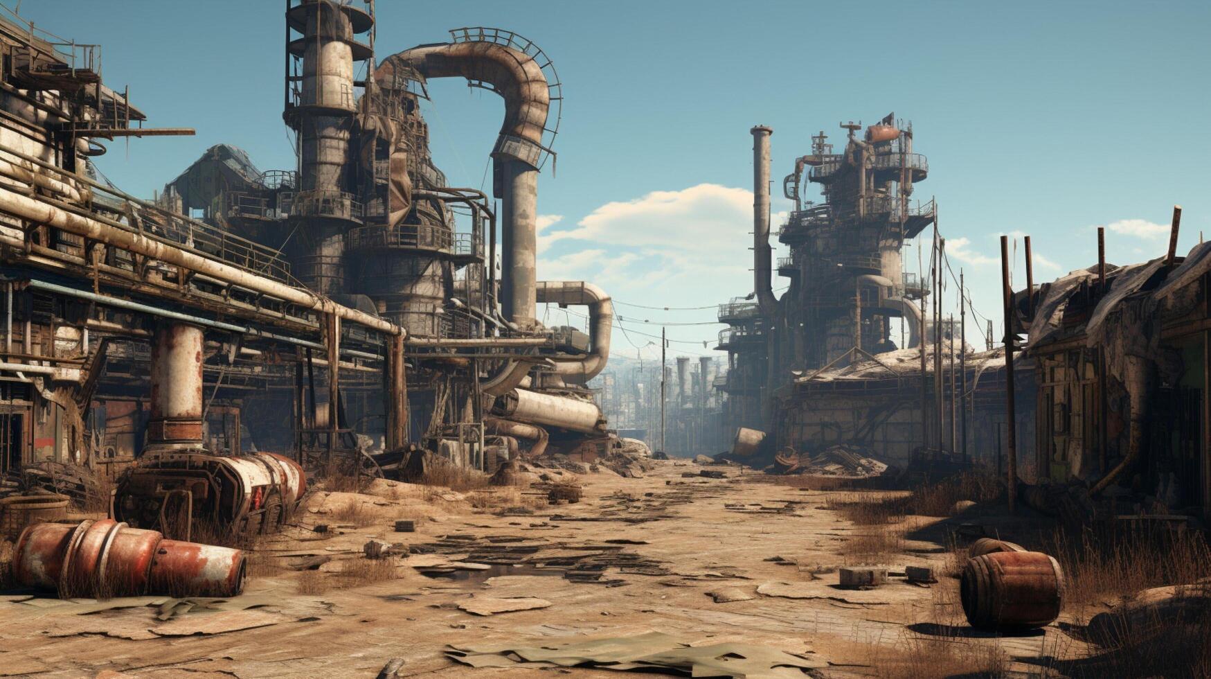 AI generated Post Apocalyptic Wastelands game background photo