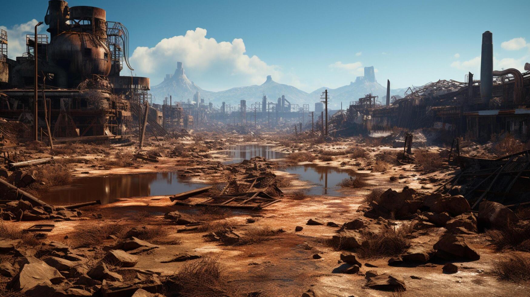 AI generated Post Apocalyptic Wastelands game background photo