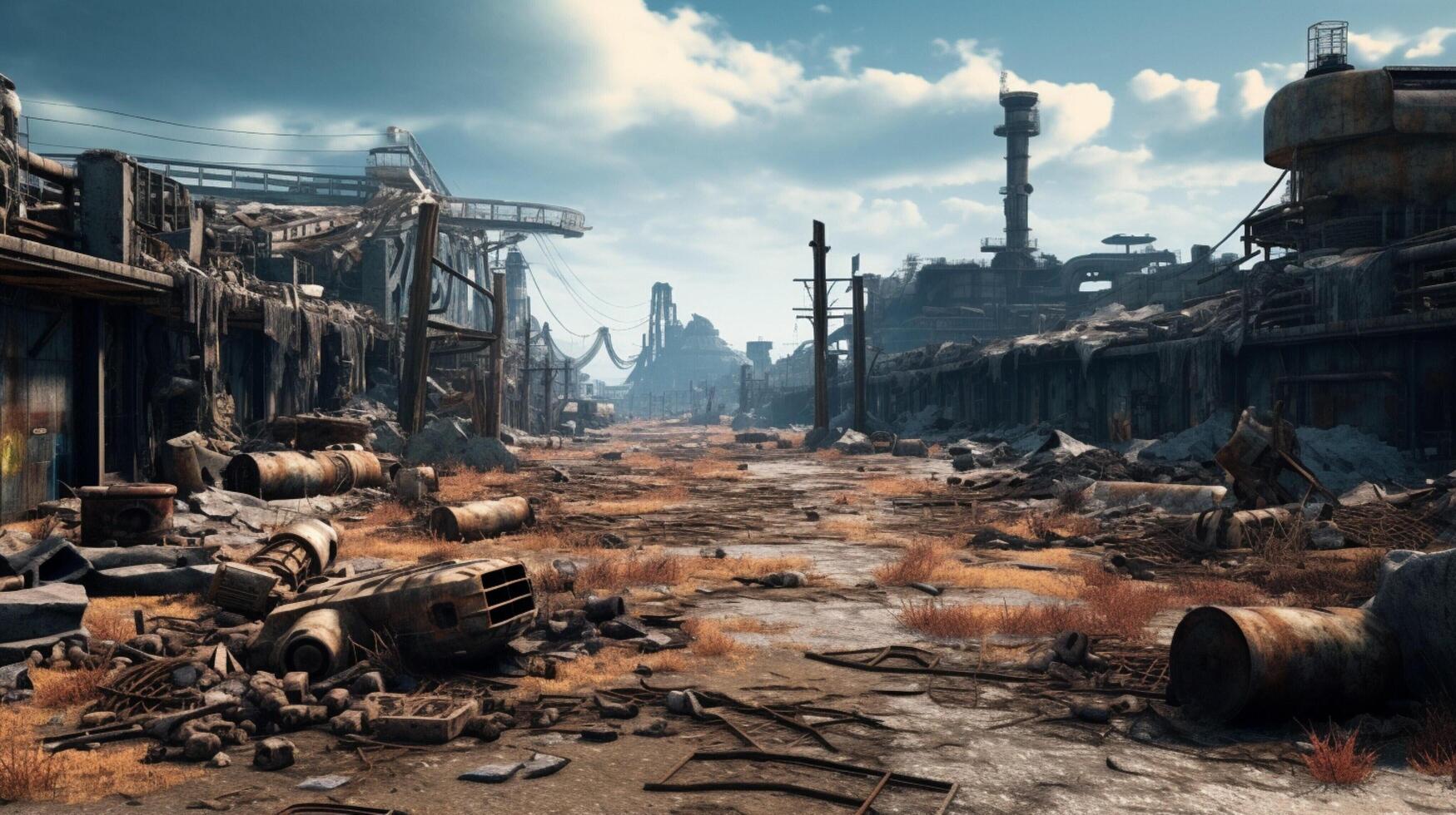 AI generated Post Apocalyptic Wastelands game background photo