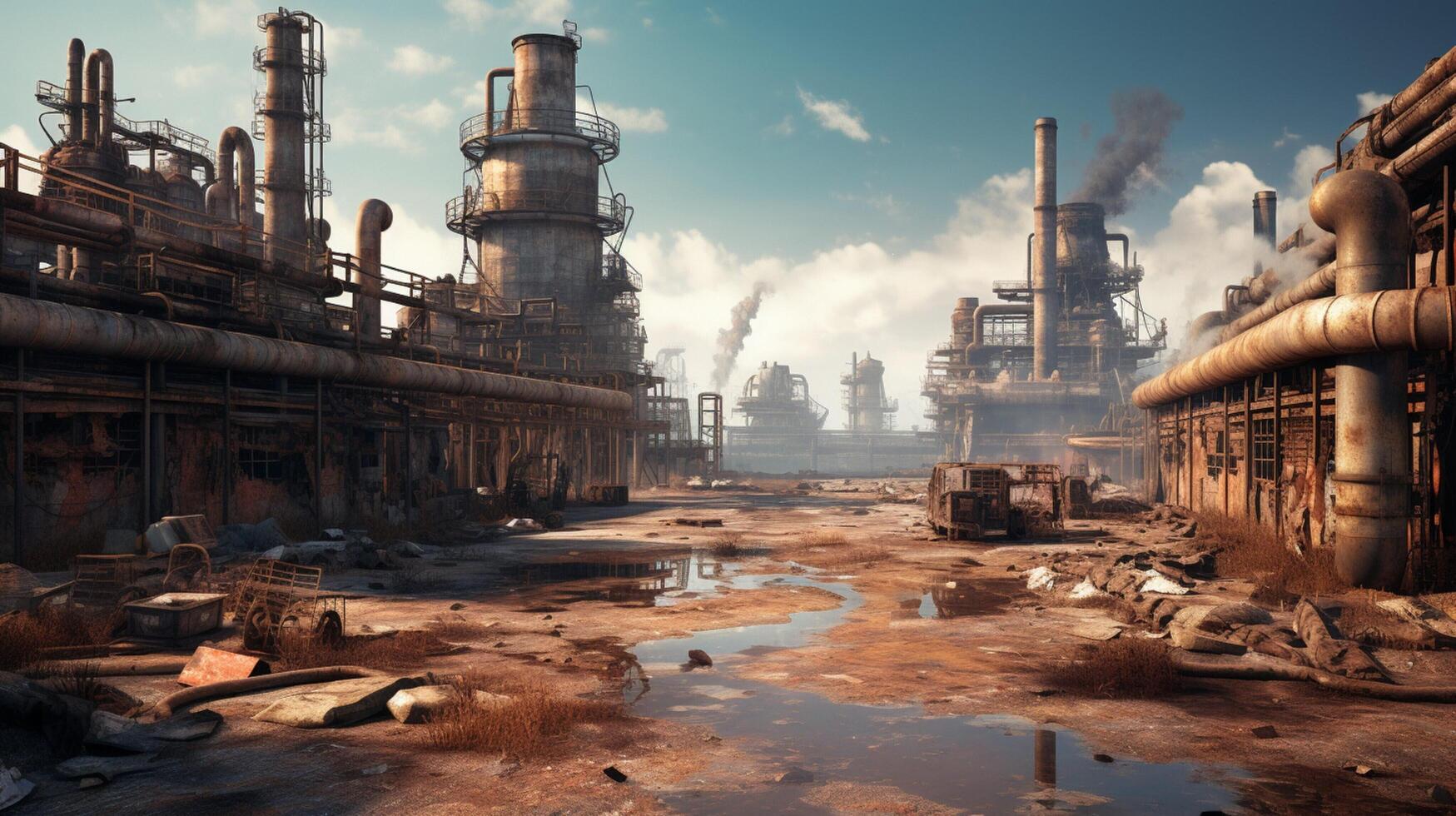 AI generated Post Apocalyptic Wastelands game background photo