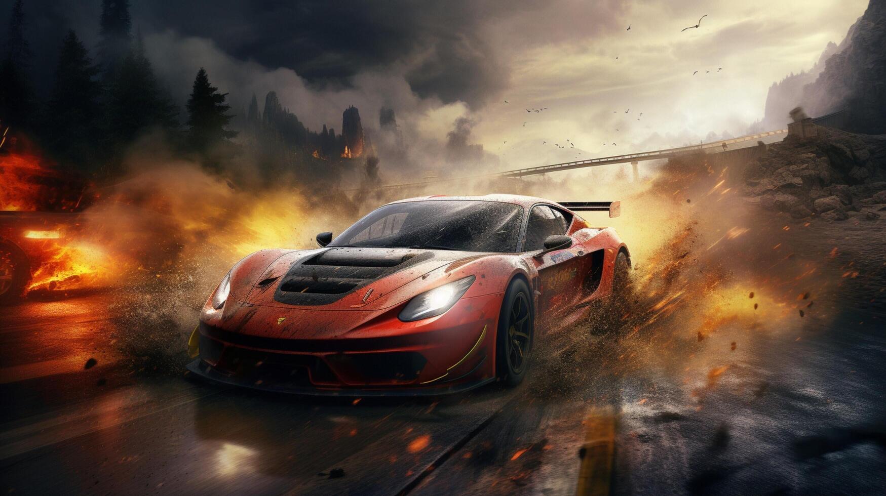 AI generated Racing game background photo