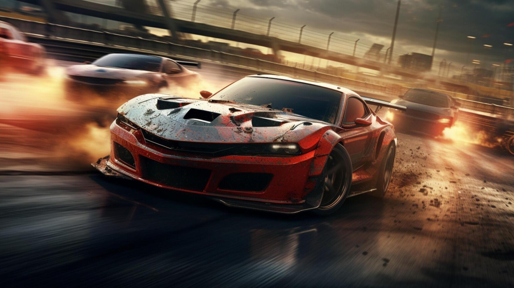AI generated Racing game background photo